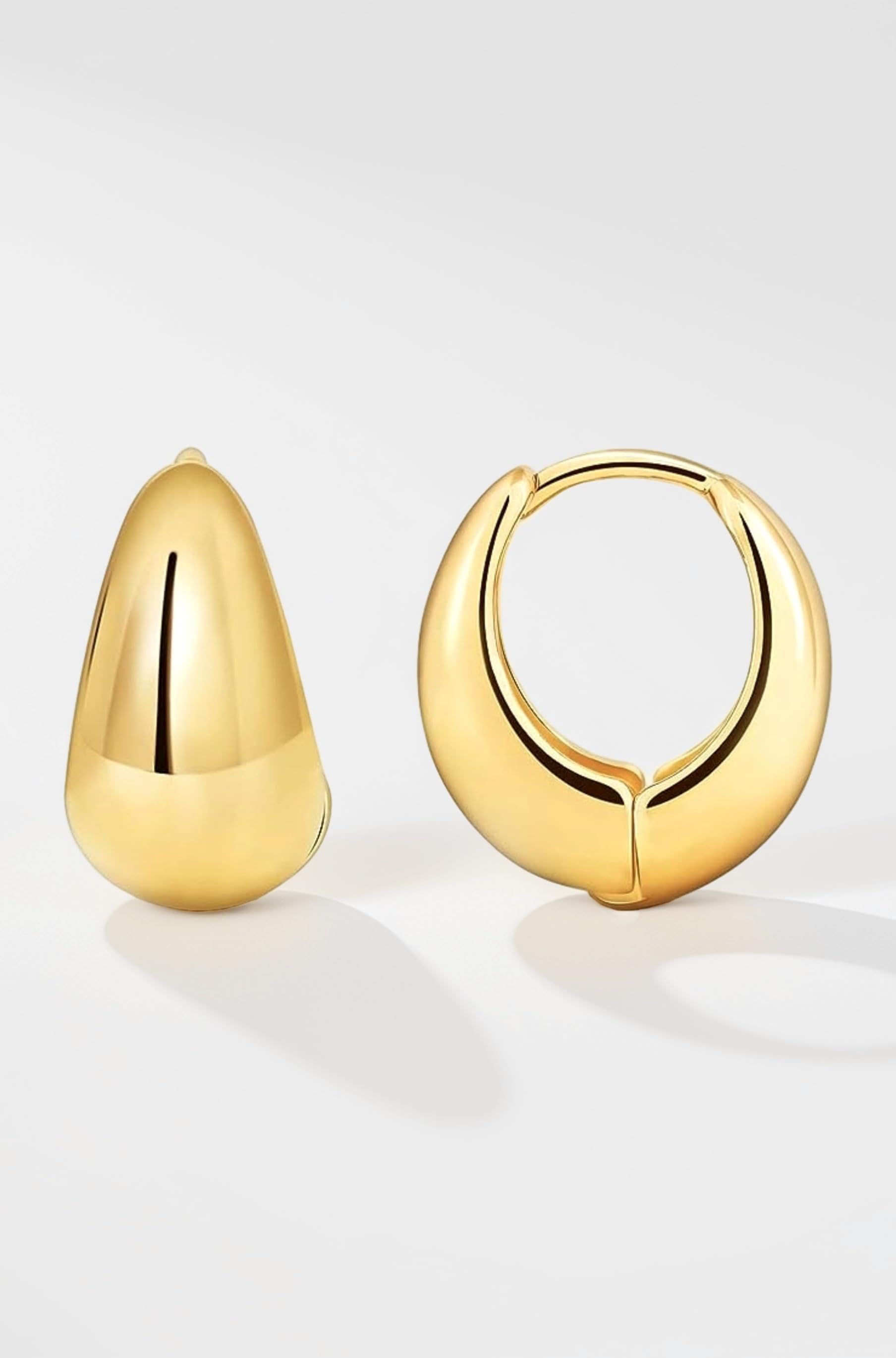 Stylish Trendy Chunky Golden Dainty Small Huggie Hoop Earrings | Latest Fancy Trendy Hoops Bali Studs | Korean Fashion Jewellery Women & Girls (Oval)