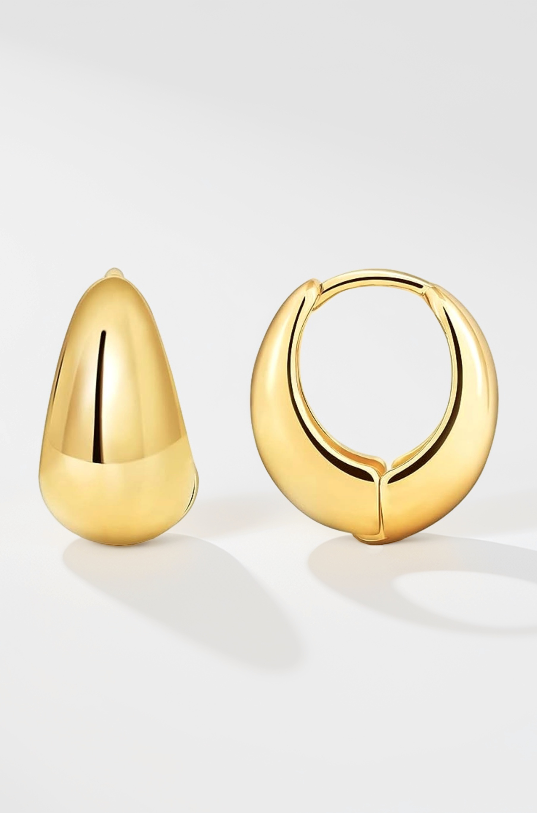 Stylish Trendy Chunky Golden Dainty Small Huggie Hoop Earrings | Latest Fancy Trendy Hoops Bali Studs | Korean Fashion Jewellery Women & Girls (Oval)