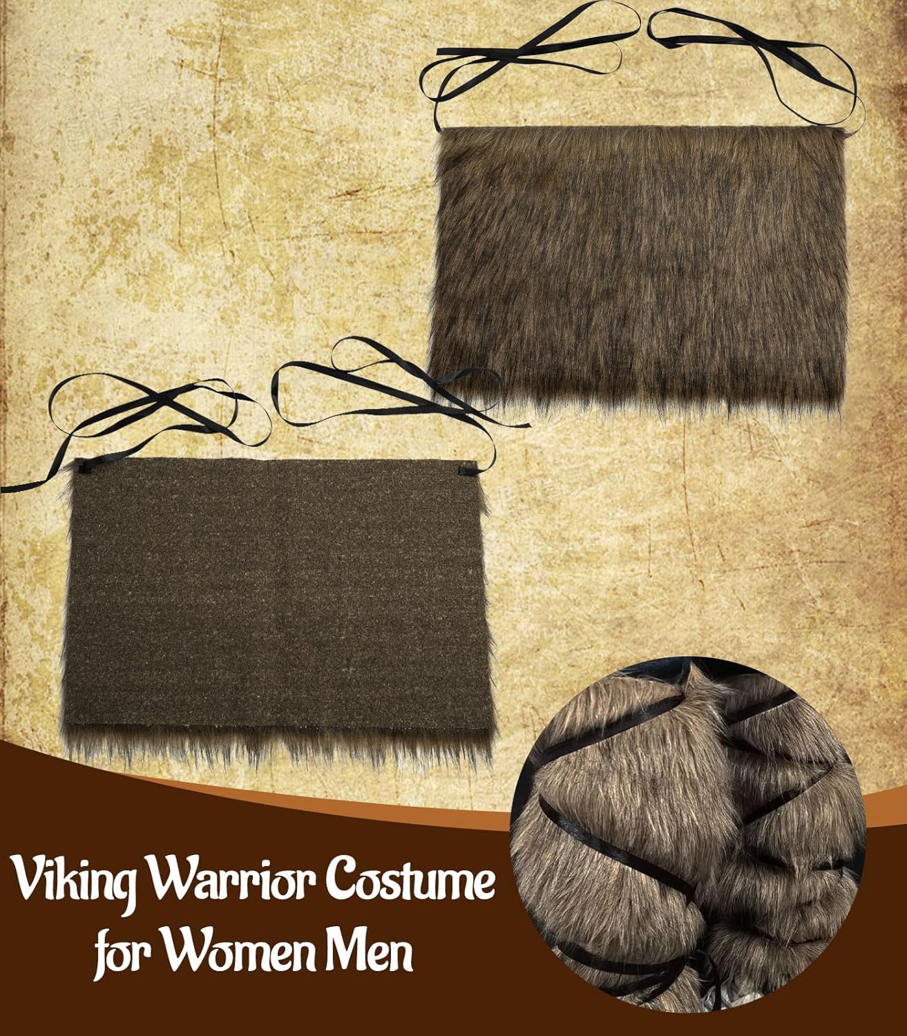 Viking Faux Fur Leg Warmers, Fluffy Fur Boot Covers Halloween Medieval Cosplay Accessories for Women Men - Image 4