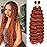 Eerya Long Curly Braiding Hair 18 Inch 2 Packs Reddish Brown Ocean Wave Crochet or Black Women Deep Wave Braiding Hair for Boho Braids (18 inch, Reddish Brown)