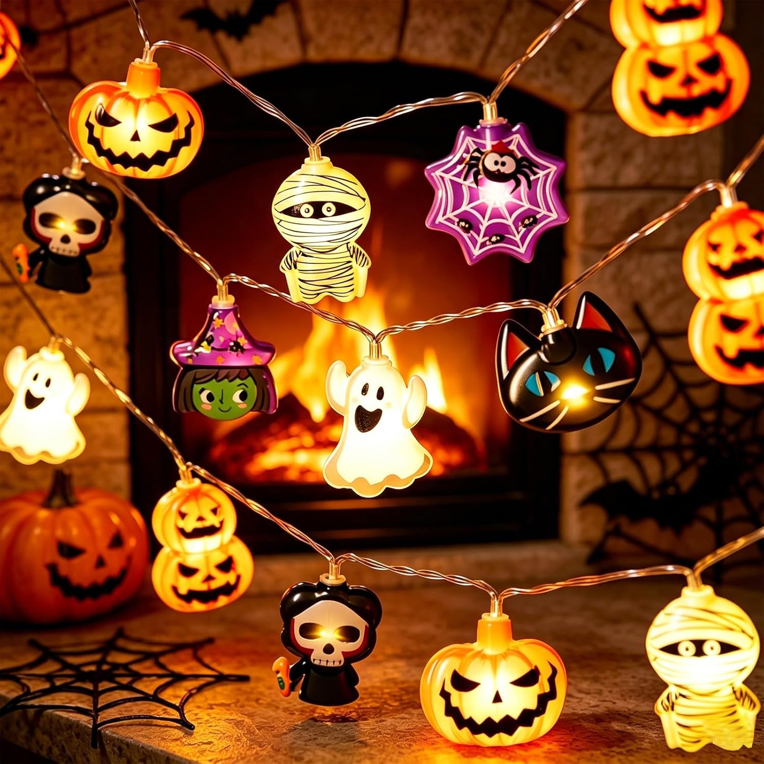 Guirlande lumineuse d'Halloween,20 LED Halloween Guirlande Lumineuse 3m