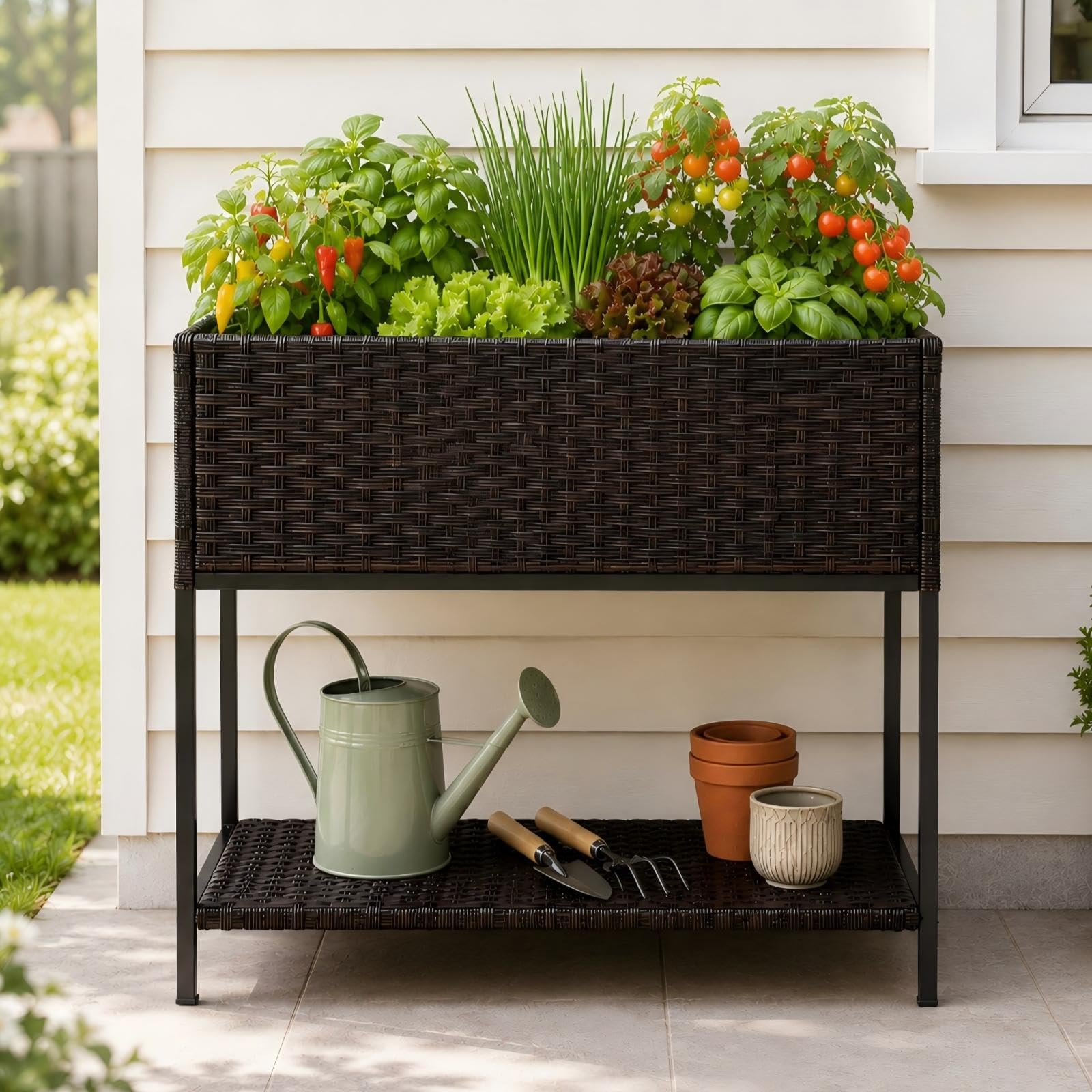 Amazon.com: Chonsun Raised Garden Bed - 3x1.5x2.5 ft Rattan Raised