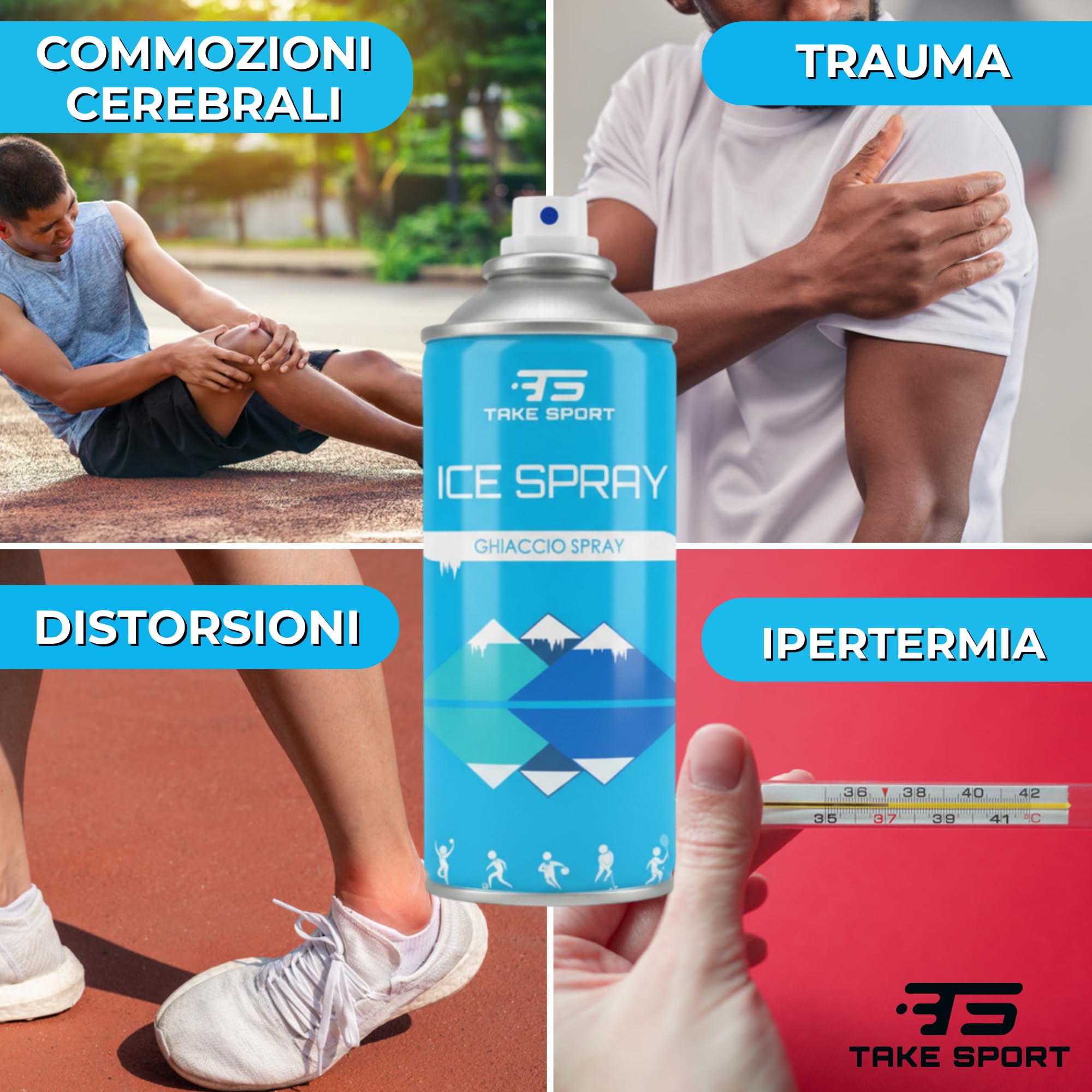 TS TAKE SPORT - Ghiaccio Spray | Ghiaccio Spray Istantaneo | Ghiaccio Bomboletta | Ice Spray Professionale per Sportivi (azzurro, 6 pz)