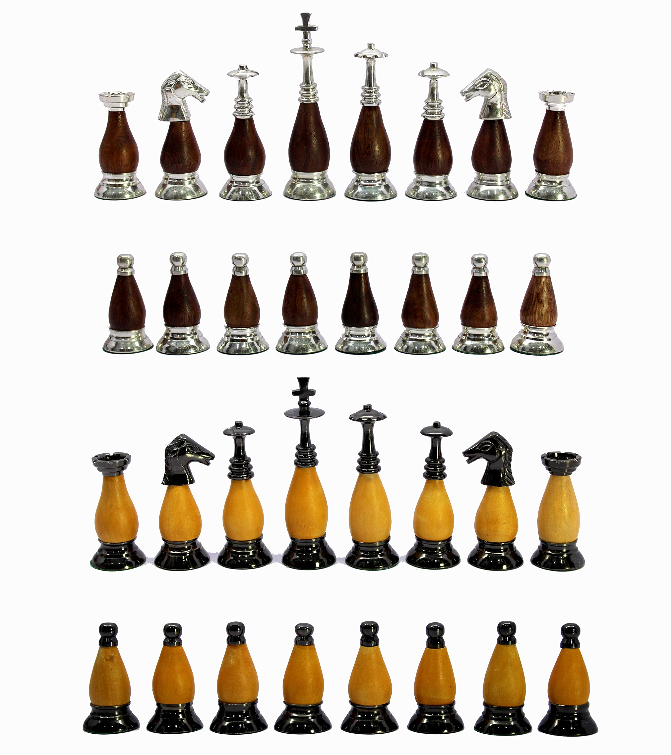StonKraft 9 cm King Height Collector Edition Brass and Wood Chess Figure Figurine Pieces Chessmen - Image 2
