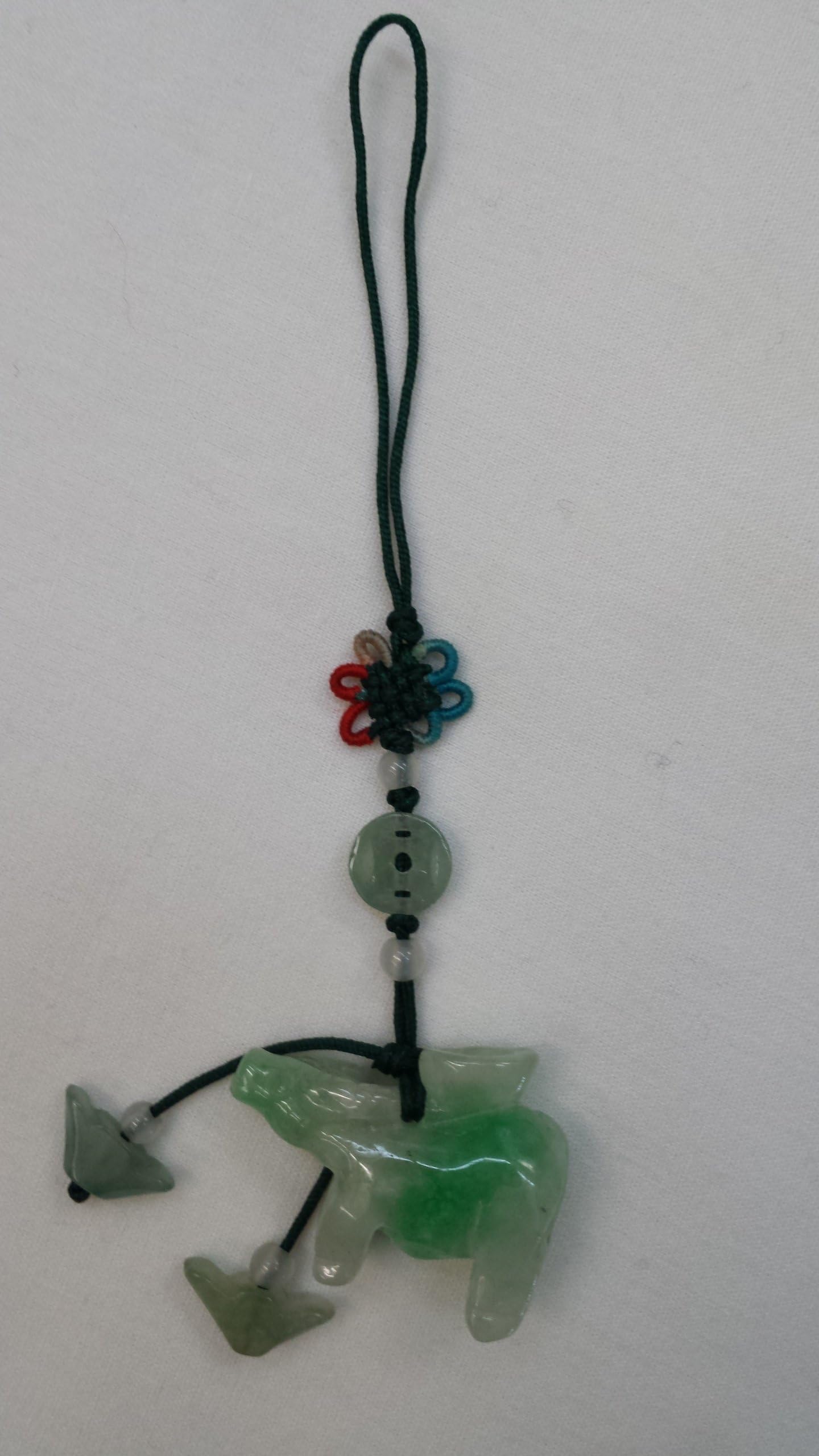 Ellis Collection Amulet - Chinese Feng Shui Hand Carved Lucky Jade Ox Charms, Ox Carrying a Gold Ingot/Yuan Boa on The Back, Money Talisman Cell Phone Charms