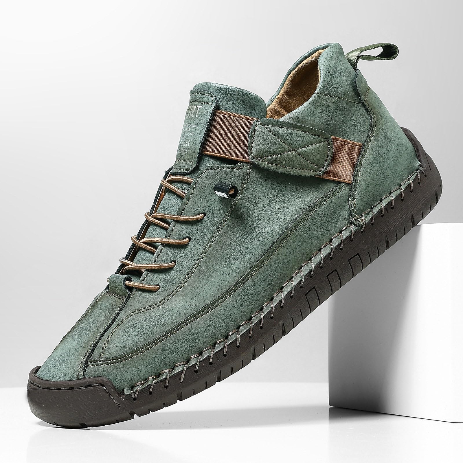 Vogany Shoes Chaussures orthopédiques unisexes faites à la main en cuir souple à lacets, antidérapantes, légères et respirantes pour la conduite, la marche, la randonnée