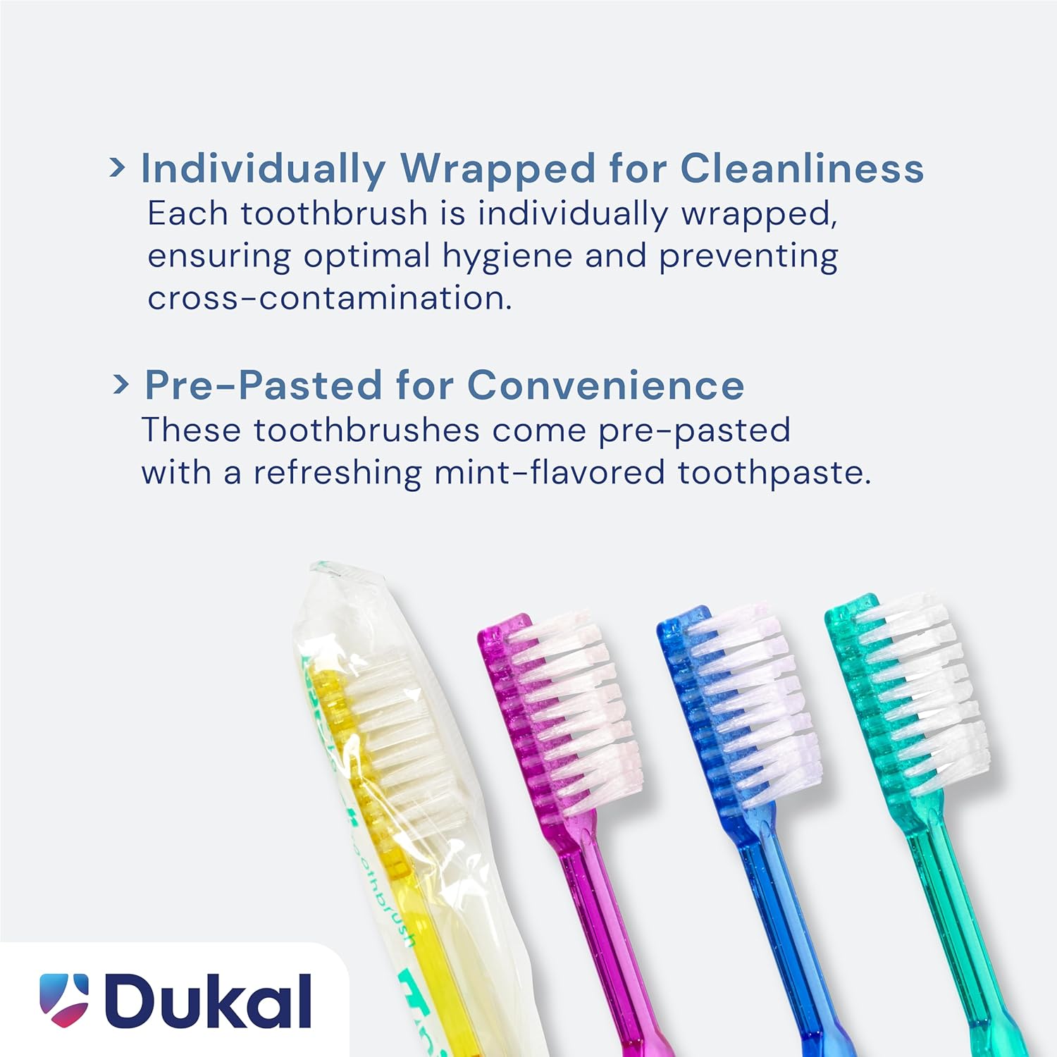 Dukal Fast Brush Pre-Pasted Disposable Toothbrushes (Case of 1000)