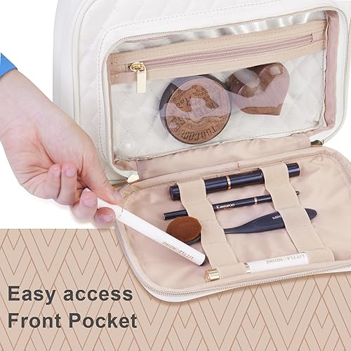 Miniatura 4 de VZAEMDEY Neceser de viaje para mujer, de piel sintética, resistente al agua, organizador de maquillaje con gancho para colgar, bolsa de cosméticos