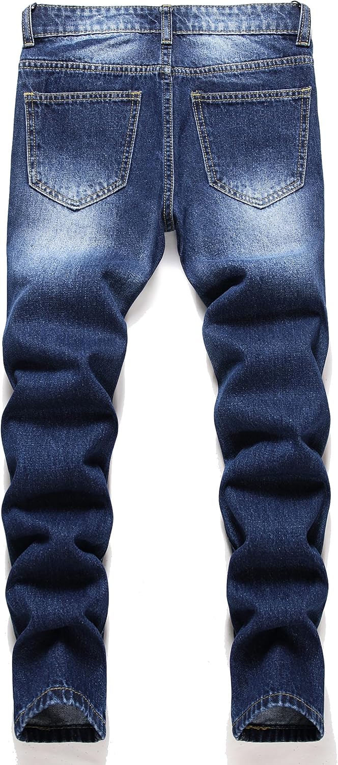 Boys' Skinny Fit Stretch Denim Jeans 5-Pocket Style Washed Fashion Basic Denim Jeans Pants - Image 2