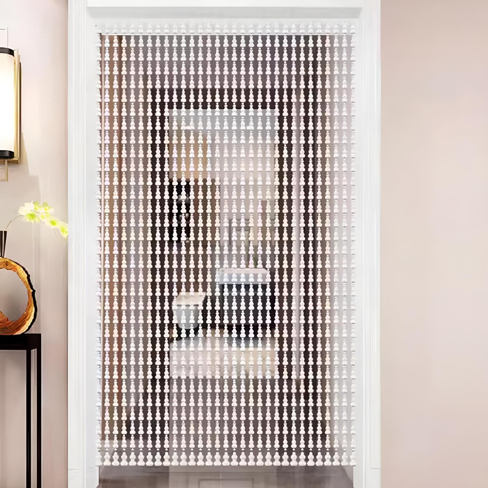 Rideau de perles en bois sans perçage pour séparateur de porte