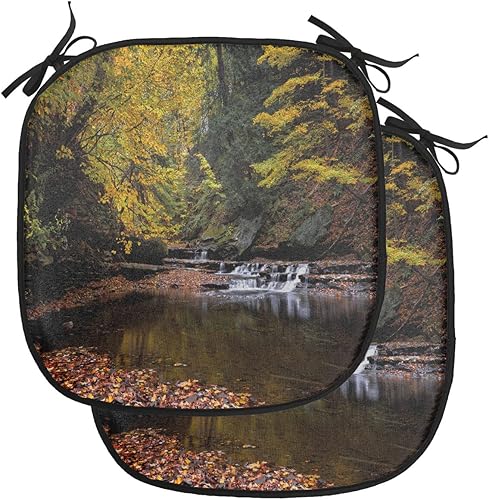 Miniatura 114 de Lunarable Cojín retro para silla, dibujo de chica a la moda en tierra primavera campo margaritas arte, acolchado de asiento para cocina y patio con