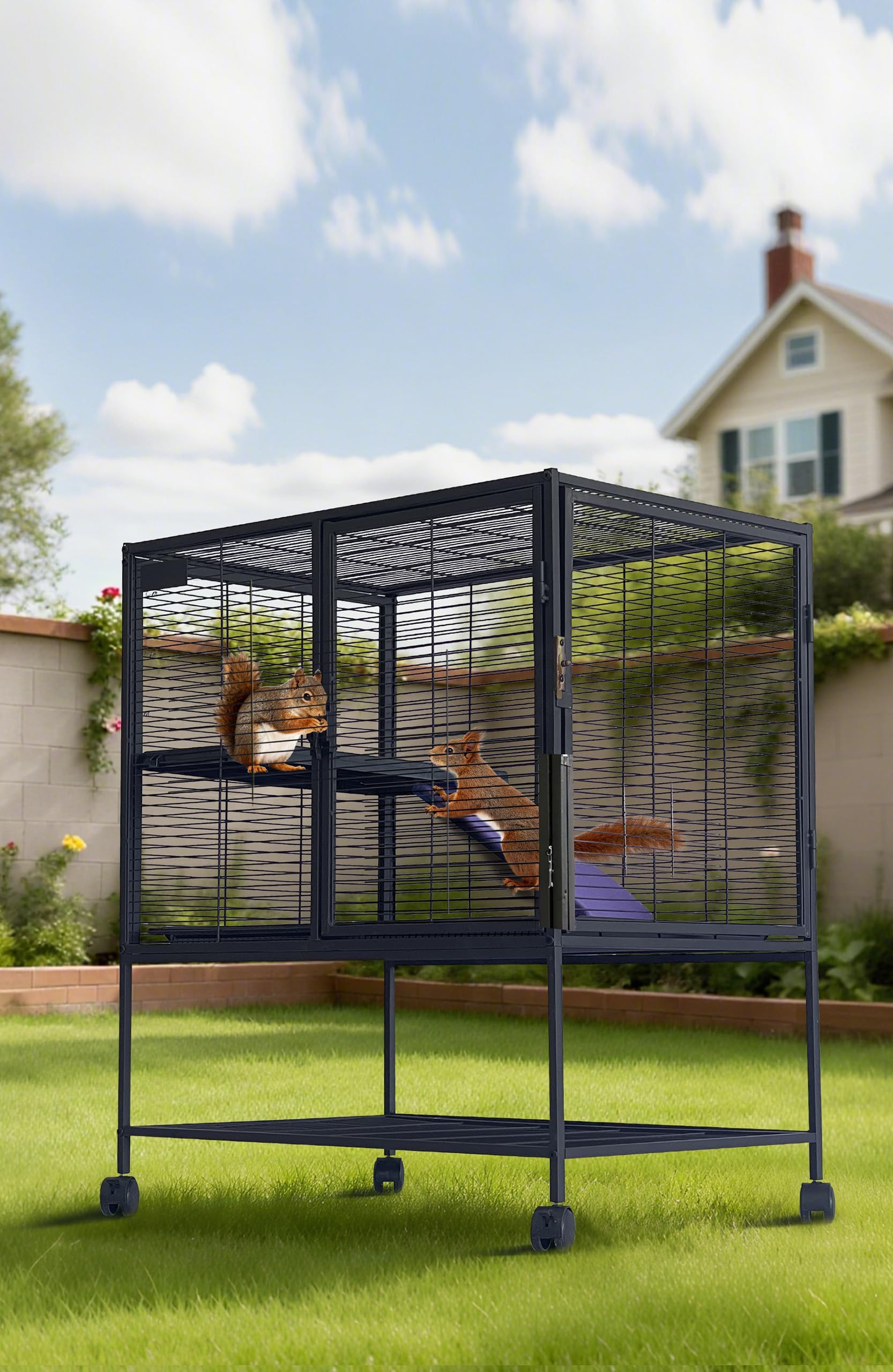 GarveeHome Jaula metálica de múltiples Niveles para Animales pequeños – Bandeja y rampa extraíbles, Cerradura Segura, Estante de Almacenamiento – Fácil de Limpiar, Ideal para Hurones, hámsters,