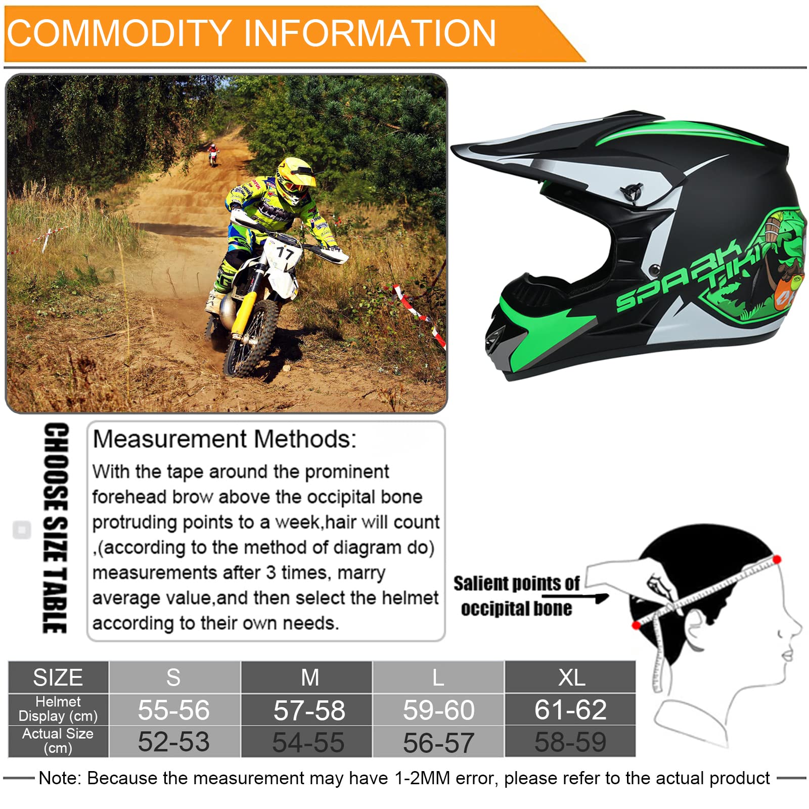 Casque Moto Cross Homme Set, Casque Motocross Intégral, Casque Moto Enfant avec avec Gants Lunettes Masques Filet de Casque, Casque Downhill pour BMX MTB Dirt Bike Quad Enduro ATV - ECE Homologué