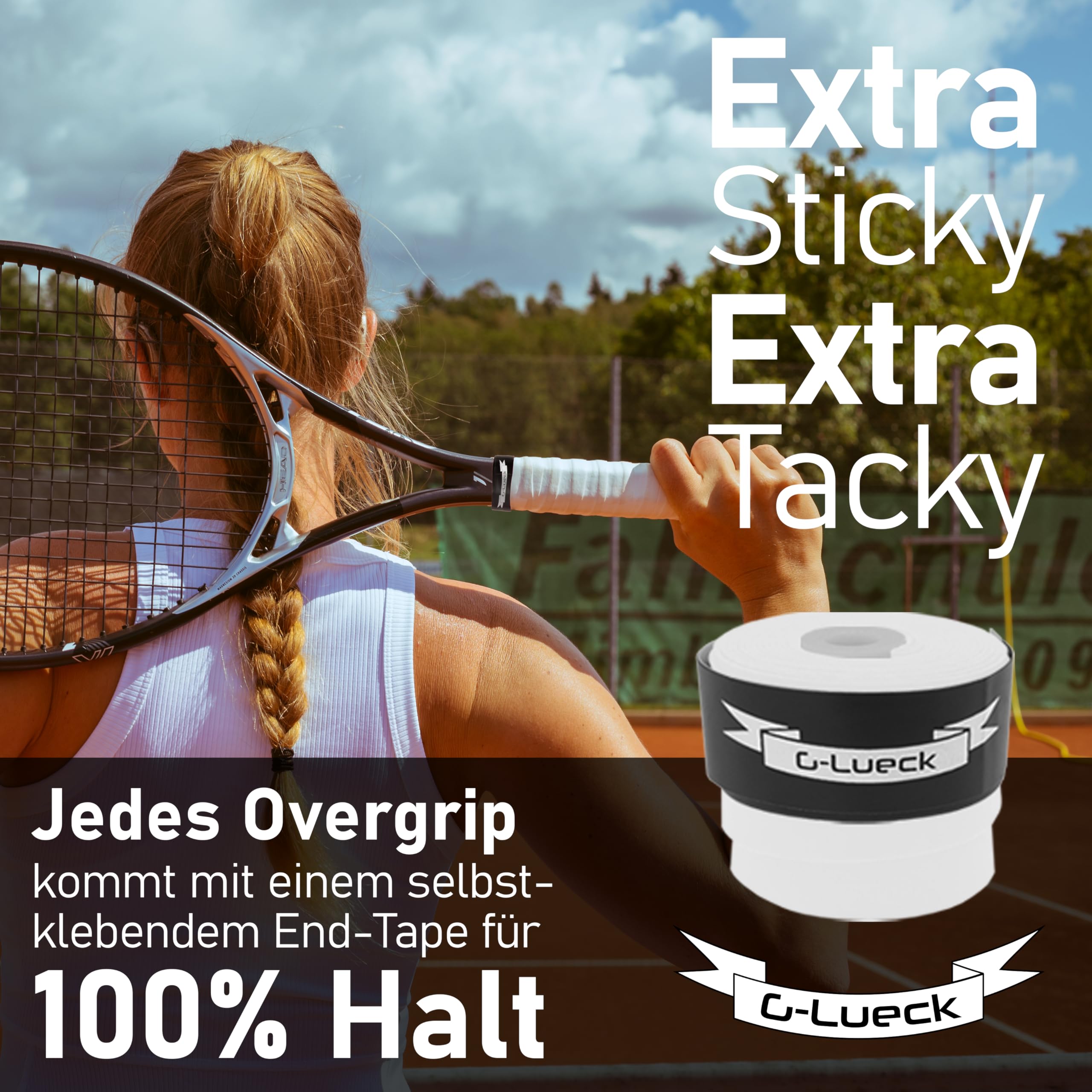 G-Lueck 27x Tennis Overgrips Talent Grip Griffband | 0,50-0,60mm Stärke | Für Squash Badminton Schläger & Golf inkl. Selbstklebendem Abschlußband | sehr griffig