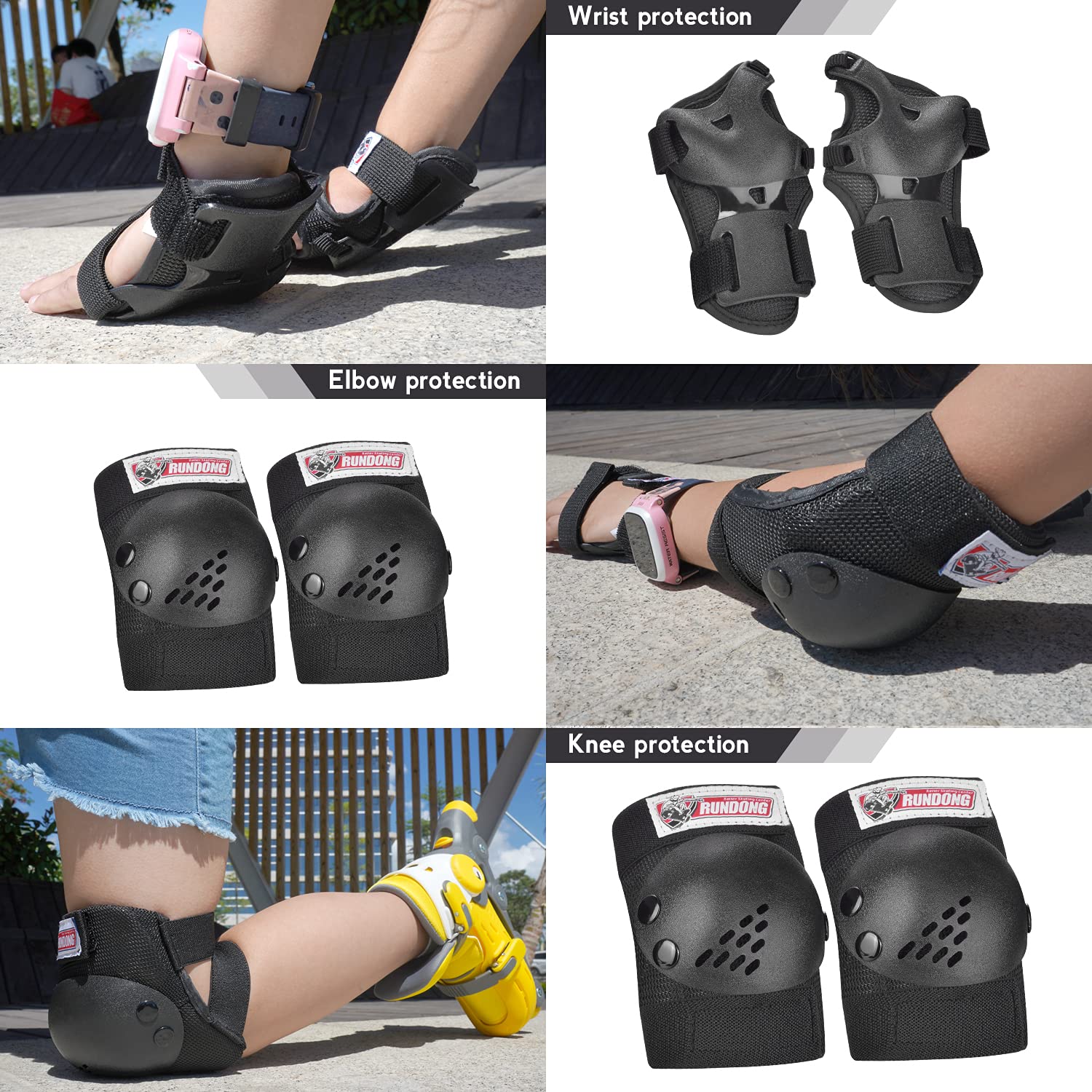 Kids/Youth Knee Pad Elbow Pads Guards Protective Gear Set For Roller Skates Cycling Bmx Bike Skateboard Inline Skatings Scooter Riding Sports - View #6