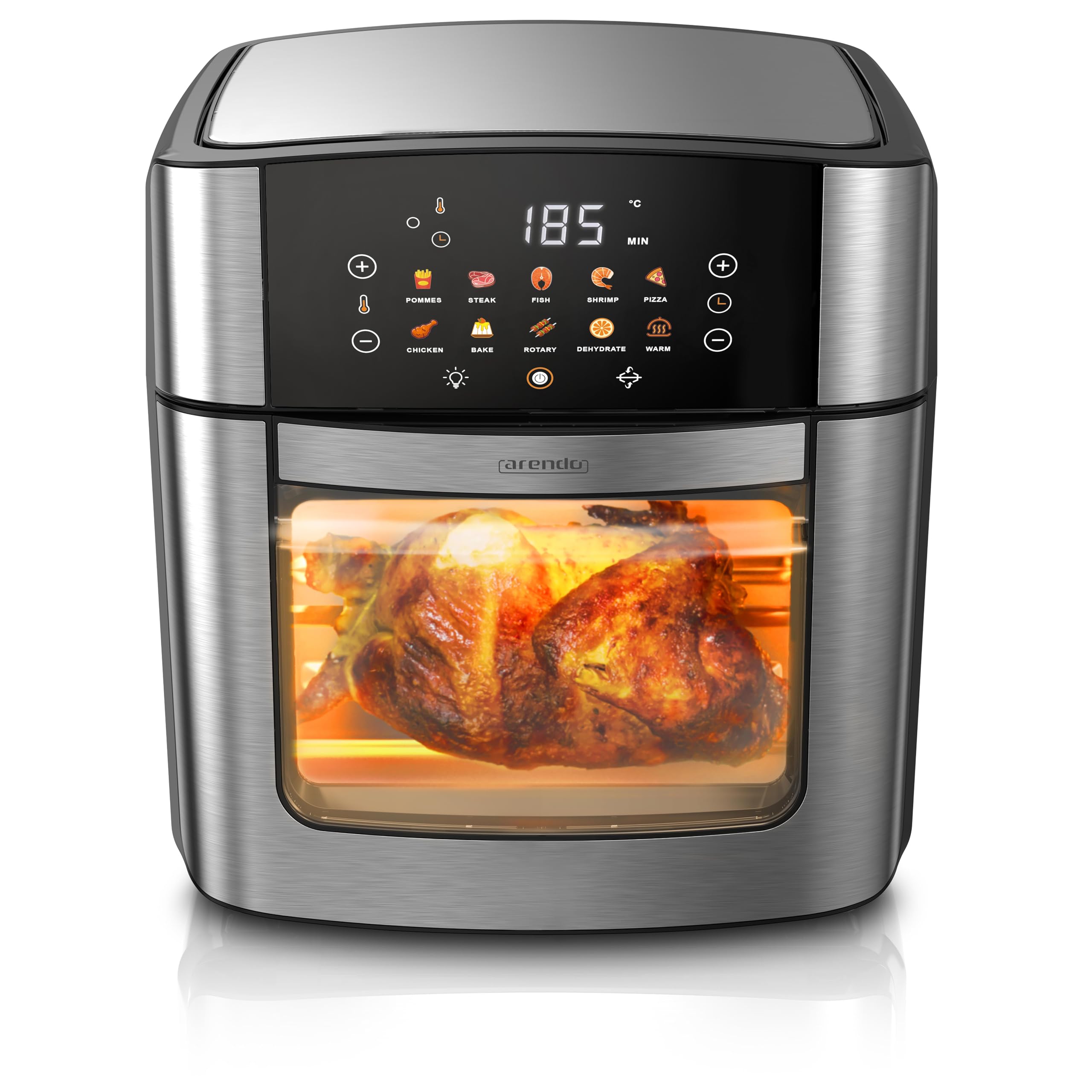 Arendo - Wlan Heißluftfritteuse XXL 16 Liter - Smart WiFi mit App - extra Groß 16 Liter - Backofen Umluft - Grill - Dörrautomat - Air Fryer - Easy&Clean - Fritteuse ohne Öl - Pizza Hähnchen Pommes