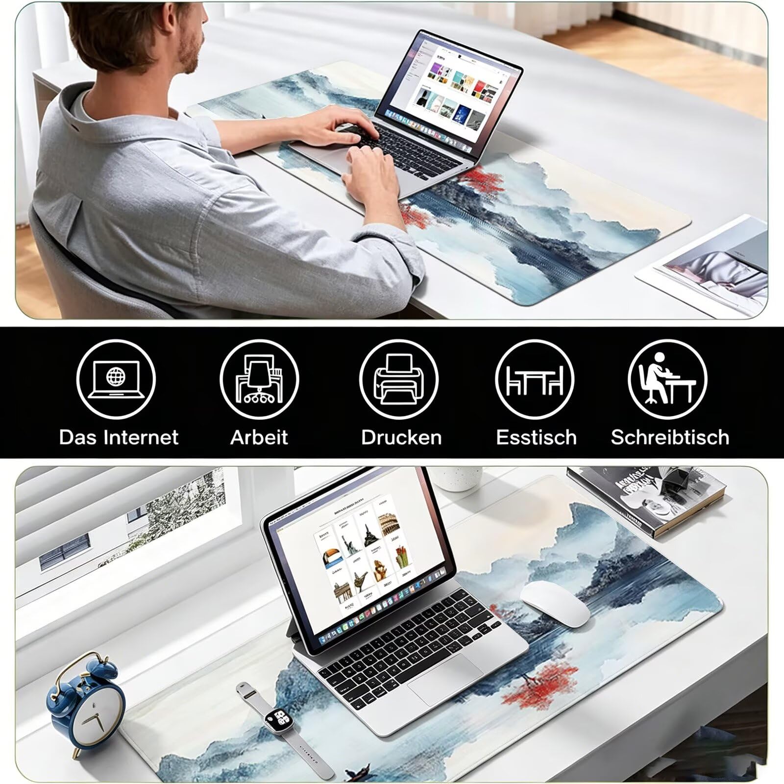 Tappetino Mouse Gaming, 1200x600mm Tappetino Mouse XXL Retro 0c0-236 | Mouse Pad Grande, Ottimizzato per i Sensori da Gioco, Migliora Precisione e Velocità, per Mac e PC, paesaggio