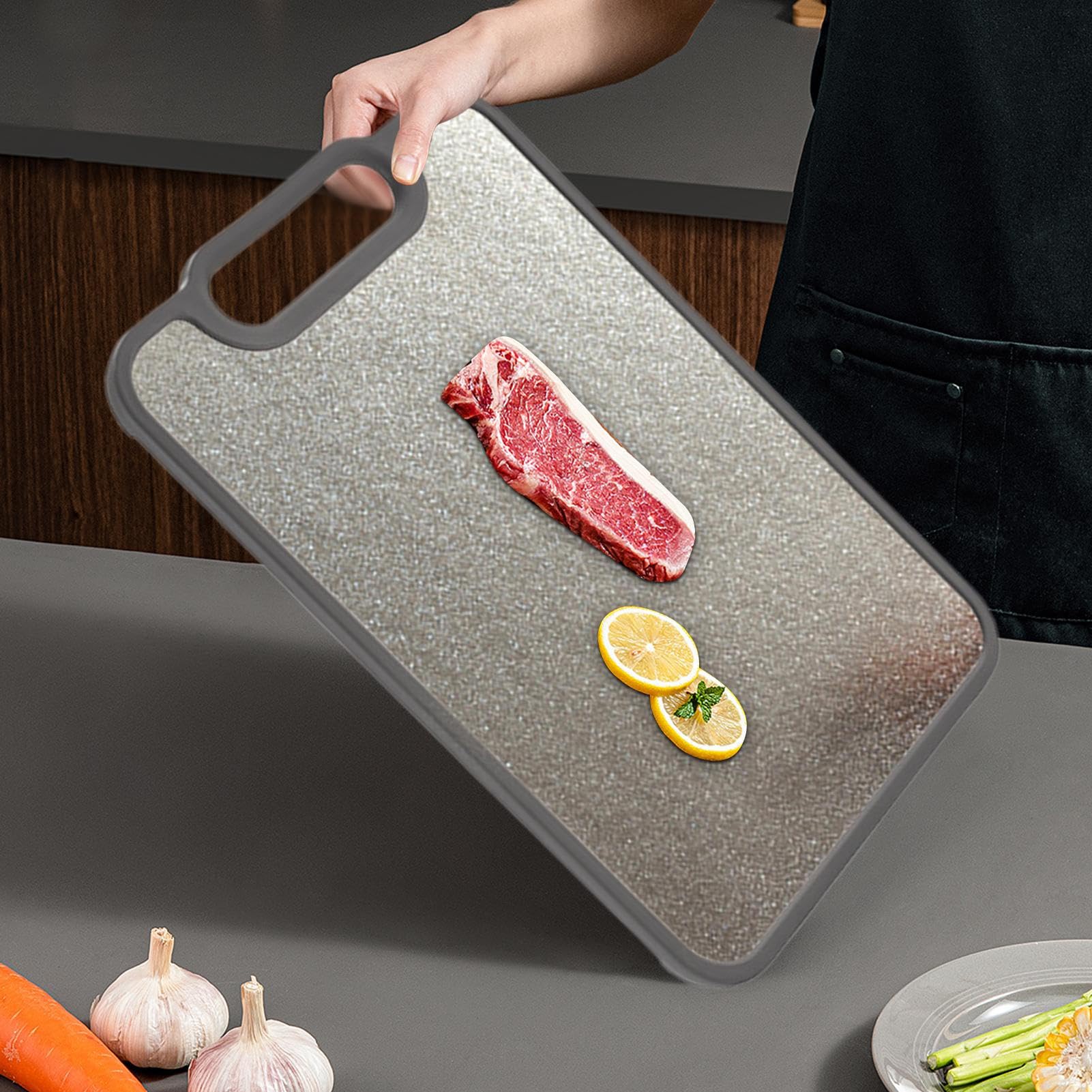 Planche à découper en titane 39,8 x 26,4 cm, planche à découper de qualité alimentaire pour camping | Accessoires de cuisine pour sushis, légumes, pâtisserie, pain, maison, restaurant, boucher, commercial
