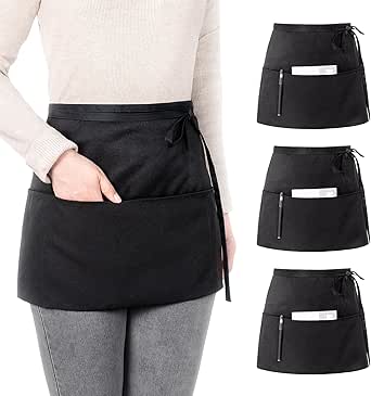 UILYNIU 3 Pezzi Grembiule Mezzo Grembiuli Da Cucina Con 3 Tasche - Foto 5