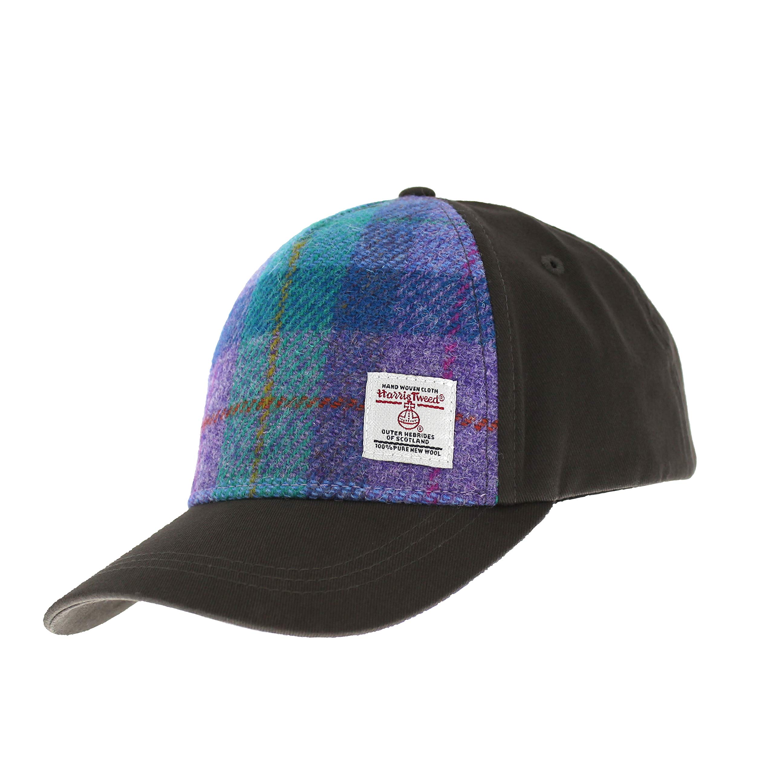 Glen Appin Men's Colour 79 Turquoise Check Harris Tweed Front Baseball Cap (Colour 79 Turquoise Check)