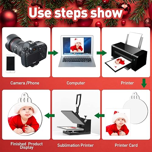 Miniatura 15 de 30 piezas de sublimación de Navidad en blanco de sublimación de doble cara MDF transferencia de calor en blanco colgantes personalizados de Navidad