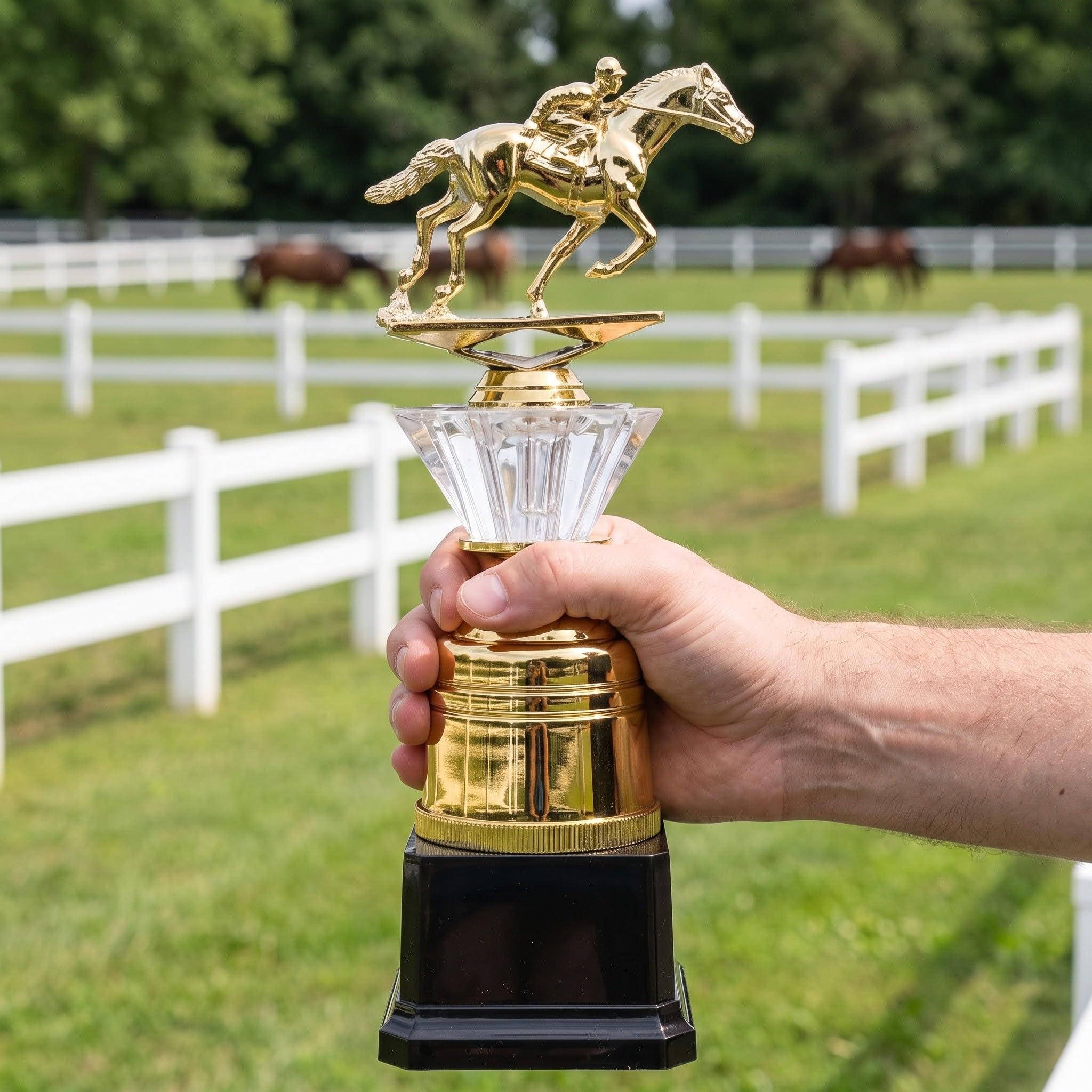 Copa Trofeo de Carreras de Caballos, Estatua de Caballo con Base CU | Premio ecuestre de plástico para el reconocimiento al ganador deportivo, recuerdo del ganador para la celebración de eventos
