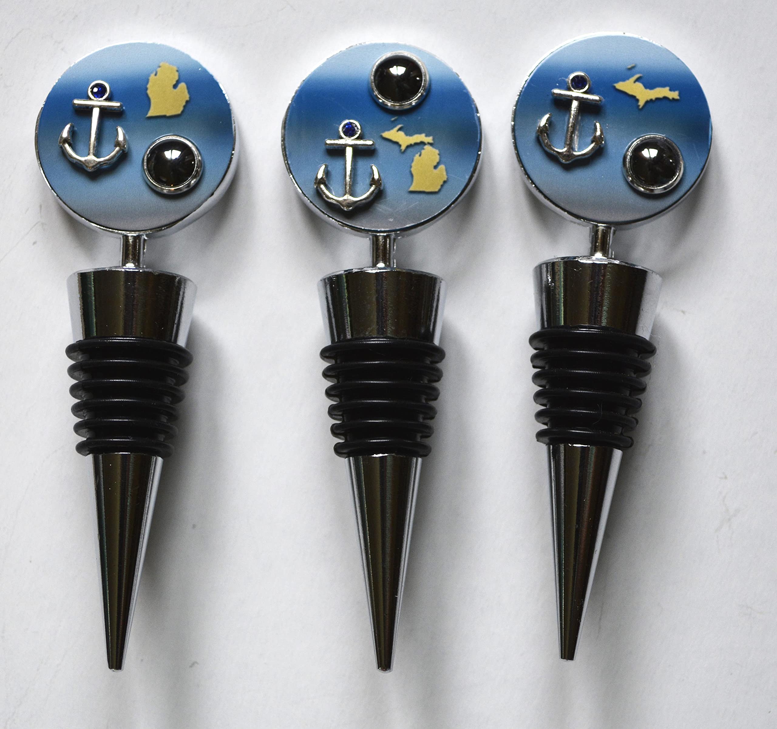 Nautical Michigan Bottle Stopper with Anchor (Full State)