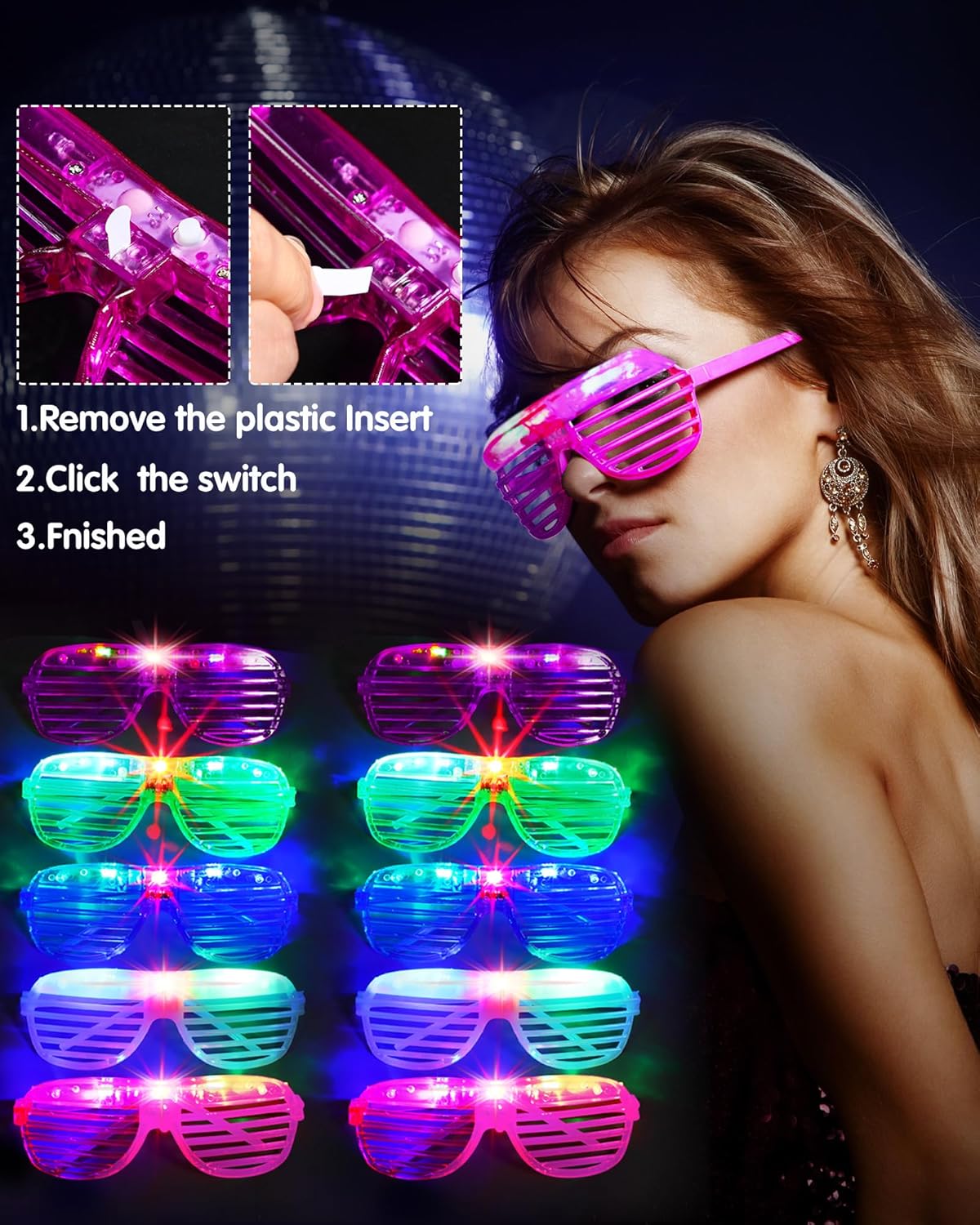 Honoson Light Up Glasses LED Cats Headband Rabbit Headband for Adults Party Favor Packs