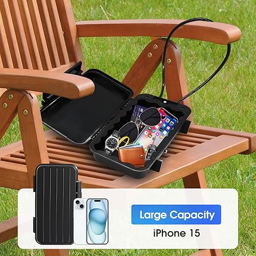 Miniatura 7 de Caja de bloqueo de playa, caja de seguridad de viaje con cadena extraíble, cajas de bloqueo con código, caja de seguridad portátil para viajes,