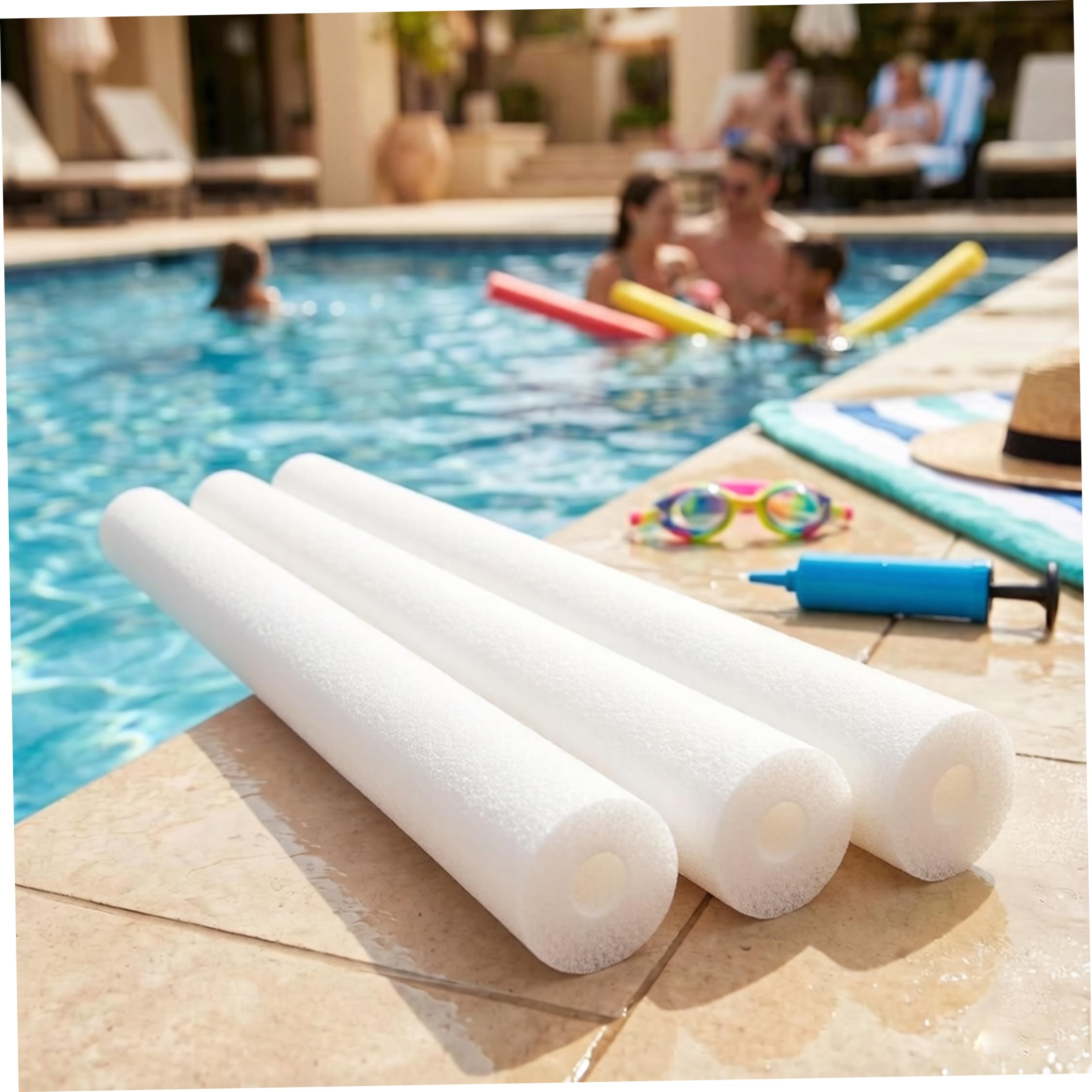 Poolnudeln, 3er-Pack, hohler Schwimmschaum, weiß