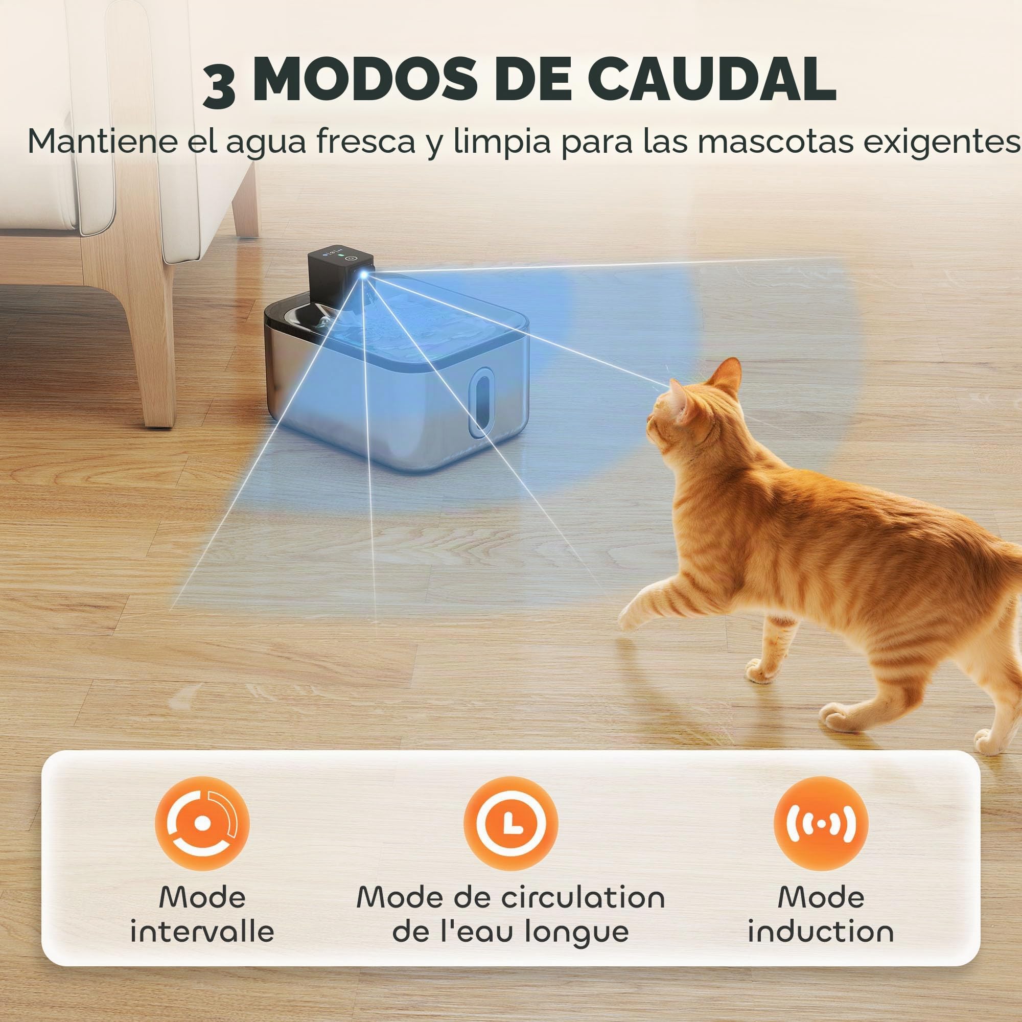 PawHut Automática Fuente Gatos Wireless Inoxidable 5 L Plata