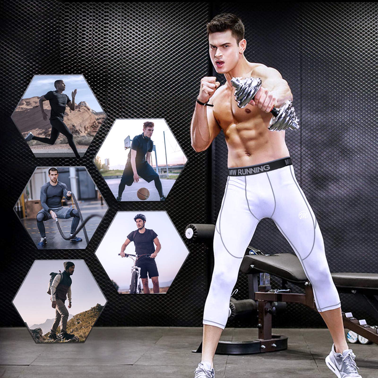 MEETWEE Herren Kompressionsshorts Boxershorts Kompressionshose Leggings Männer Sport Unterhosen Retroshorts Men Unterwäsche Atmungsaktiv