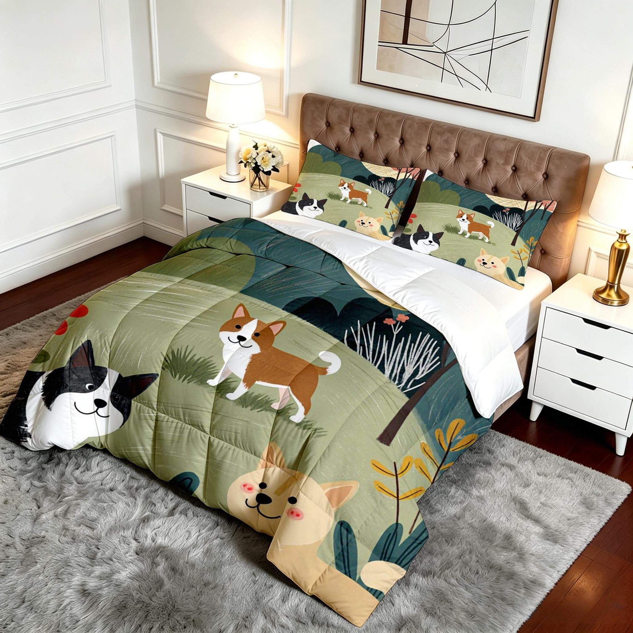 Edredón King Size 3D Perro Animado Sustituto Plumas para Adultos-A72