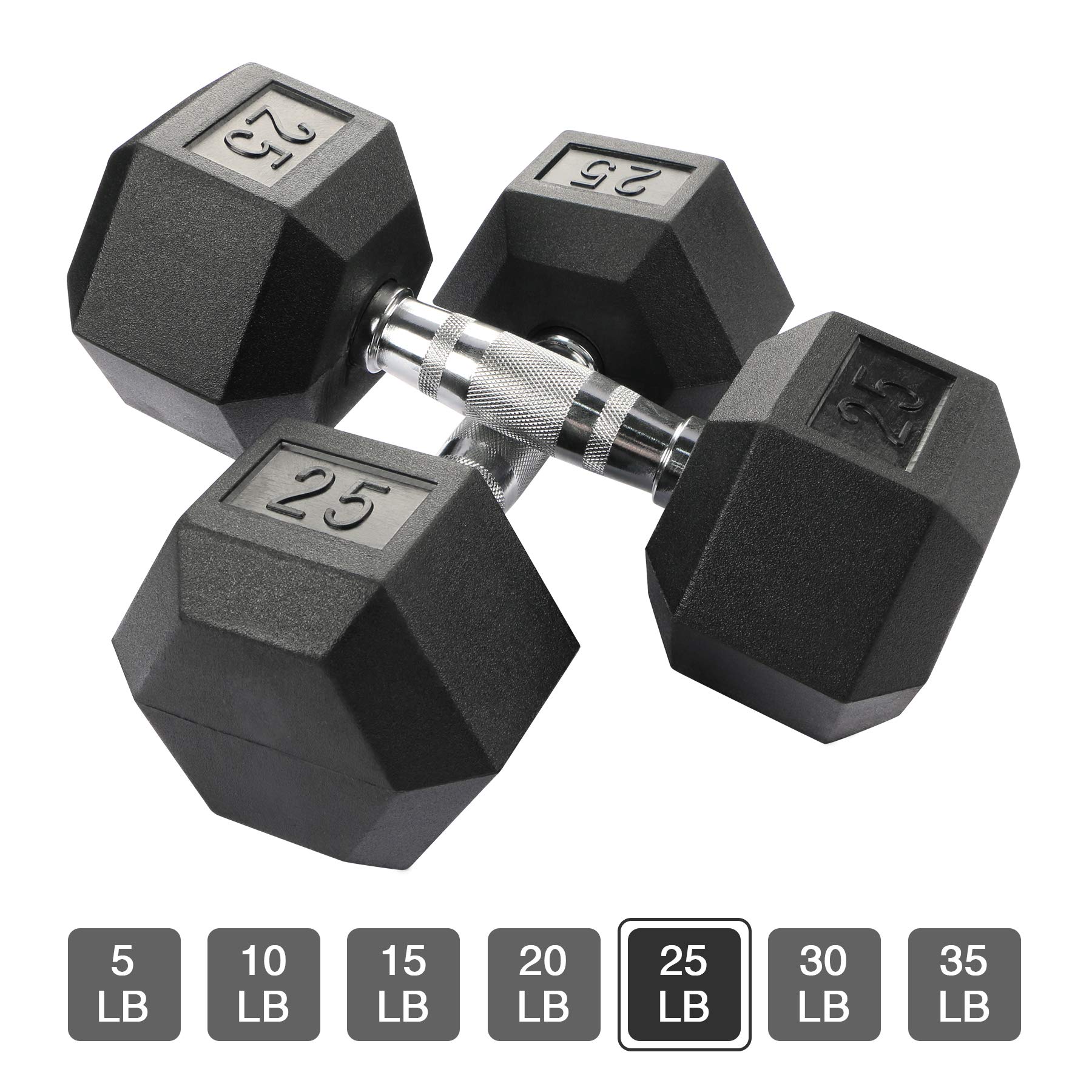 AimyooRubber Hex Dumbbell with Metal Handle for Strength Training Full Body, Home Fitness,Weight Loss, Fitness Dumbbells 5lbs, 10lbs, 15lbs, 20lbs, 25lbs, 30lbs, 35lbs in Singles or Pairs