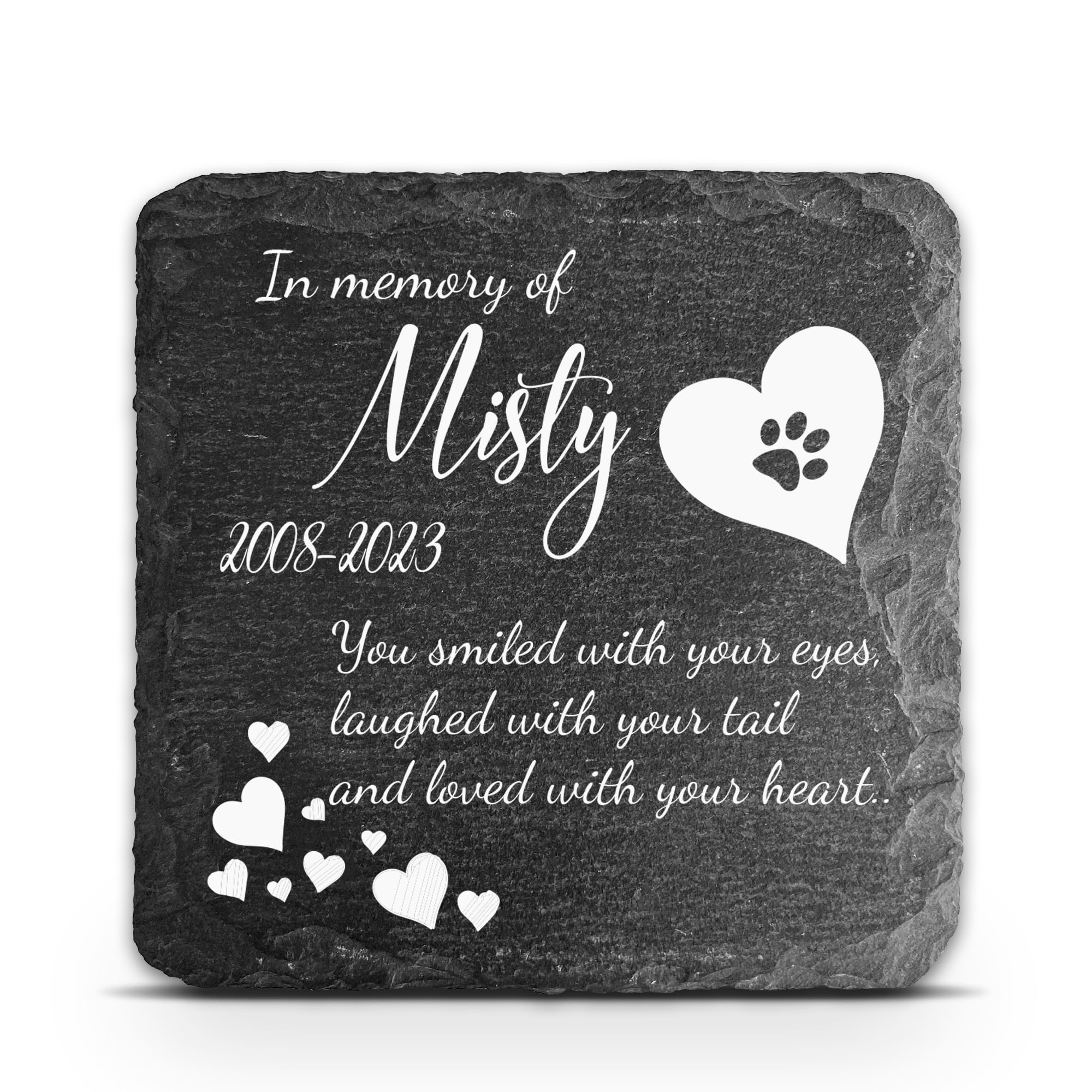 TULLUN Personalised Square Memorial Plaque For Pet Cat Dog Slate Stone Frame Paw Grave Marker - Size 5.9" x 5.9" or 150 x 150 mm - Poem