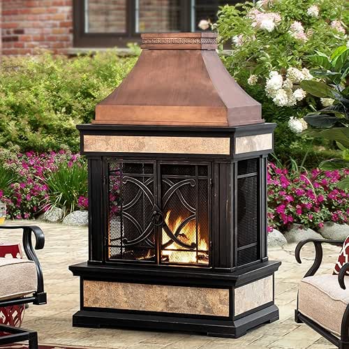 Sunjoy Outdoor Fireplace, Smith Collection Patio Wood Burning Steel Fireplace