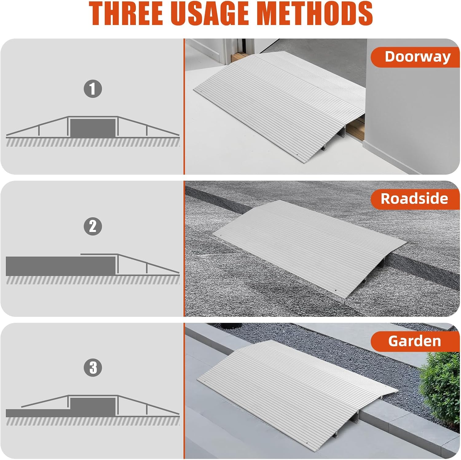 2" Rise Bridge Door Threshold Ramp, 29.5" W*27" L Aluminum Door Ramps for Wheelchairs, Adjustable Wheelchair Ramp with Non-Slip Surface, Threshold Ramp for Patio Sliding Door, 800 Lbs Capacity