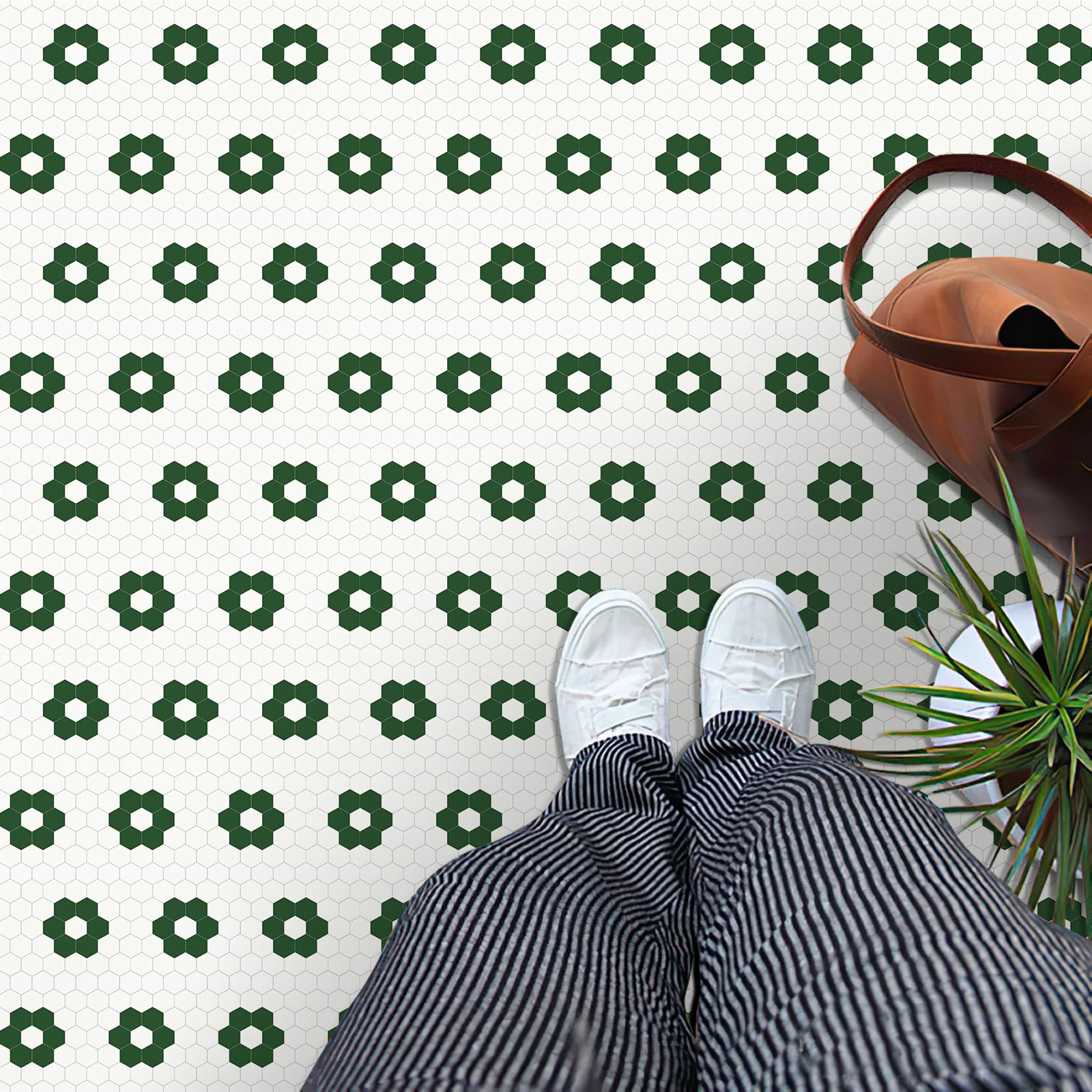 MORCART Peel and Stick Floor Tile, Vinyl Flooring Waterproof, DIY Flooring for Bathroom, Kitchen, Fireplace, Pet House, Stairs, Bedrooms, Wall(20PCS,