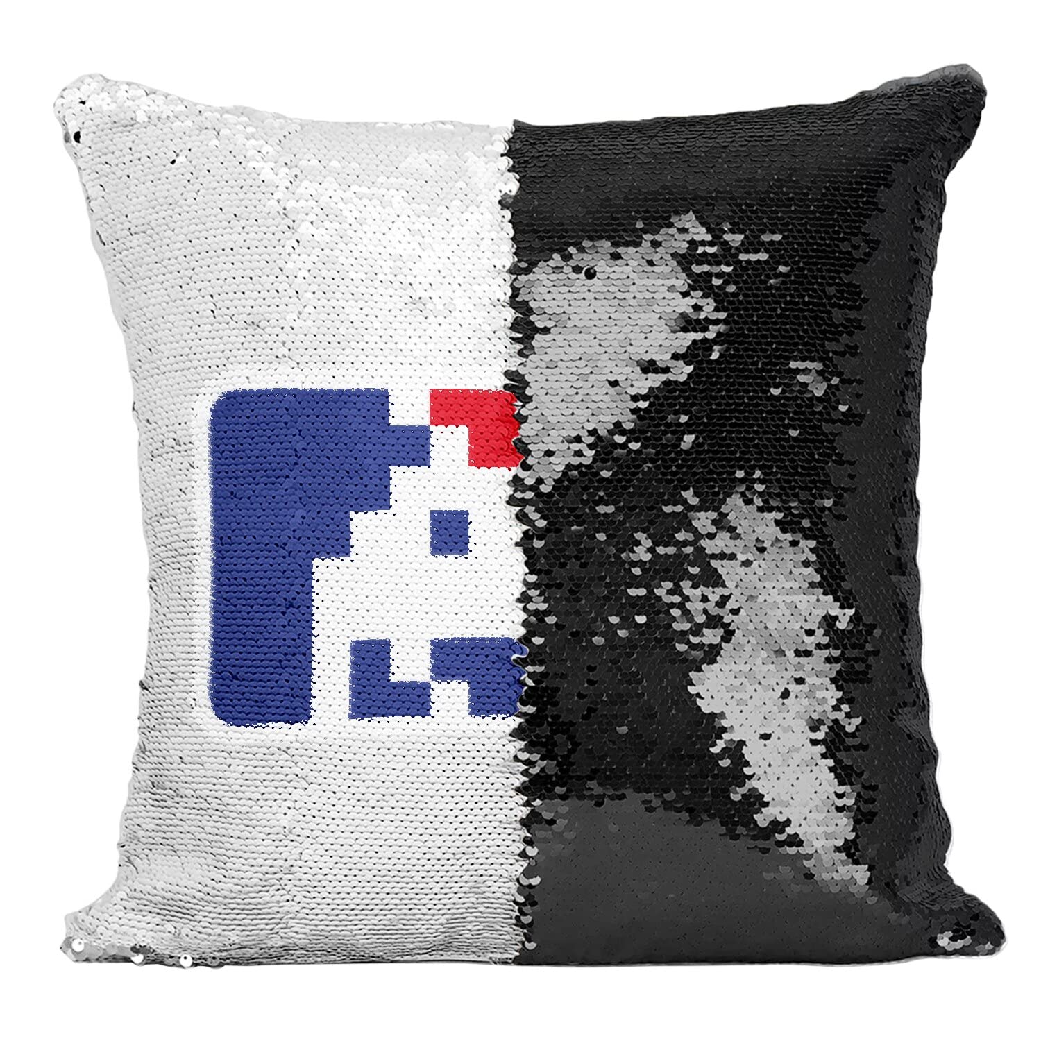 Coussin Sequin Noir Invader Parodie Jeux Vidéo Rétro pour Déco Salon