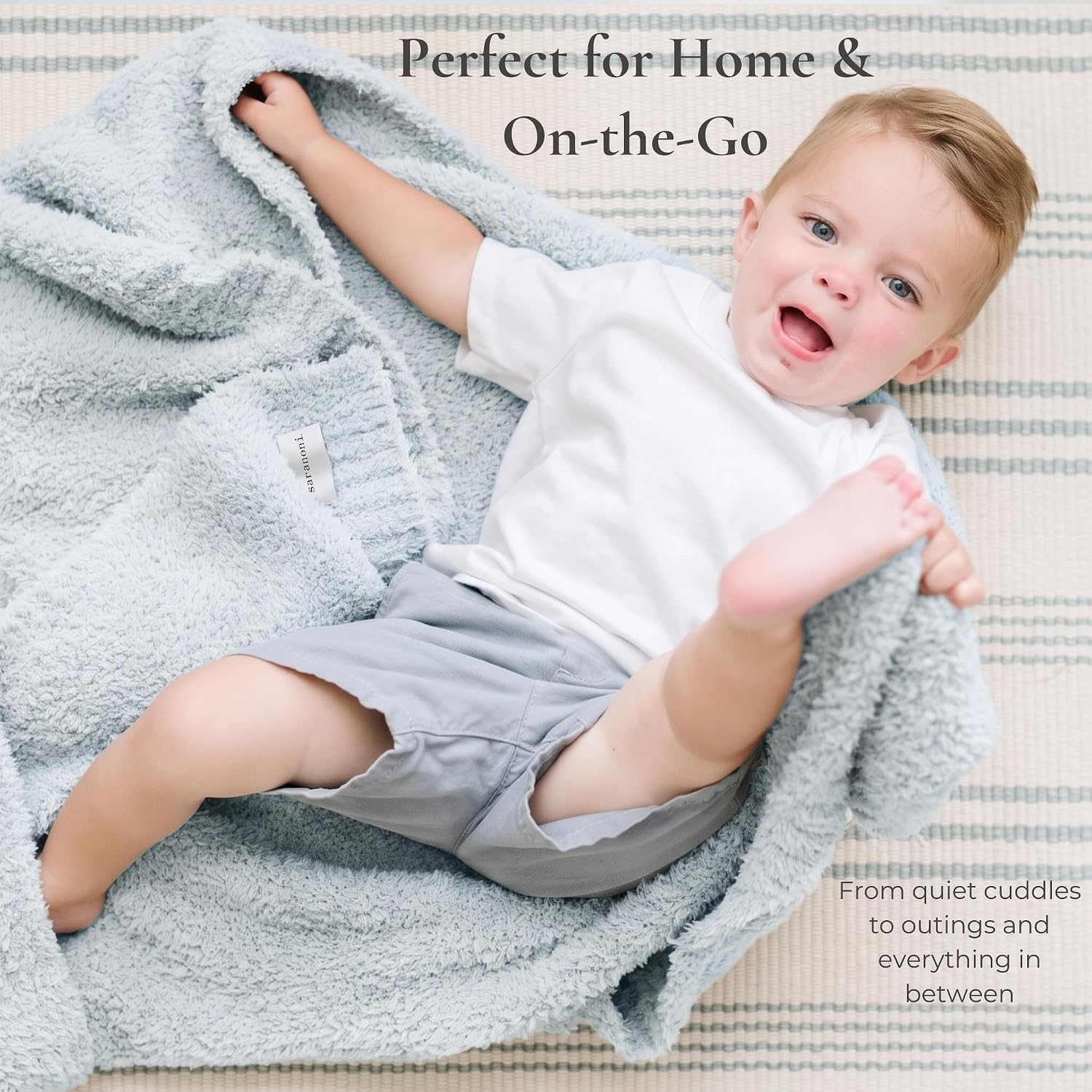 Saranoni Bamboni Luxury Baby Blanket | Cozy & Soft Plush Receiving Blankets | Perfect for Girls & Infant Baby Boy Blankets | Sky Blue - 30” x 40"