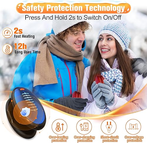 Miniatura 8 de Calentadores de manos recargables, paquete de 2 calentadores eléctricos de temperatura con forma de fútbol, calentador de manos portátil de carga