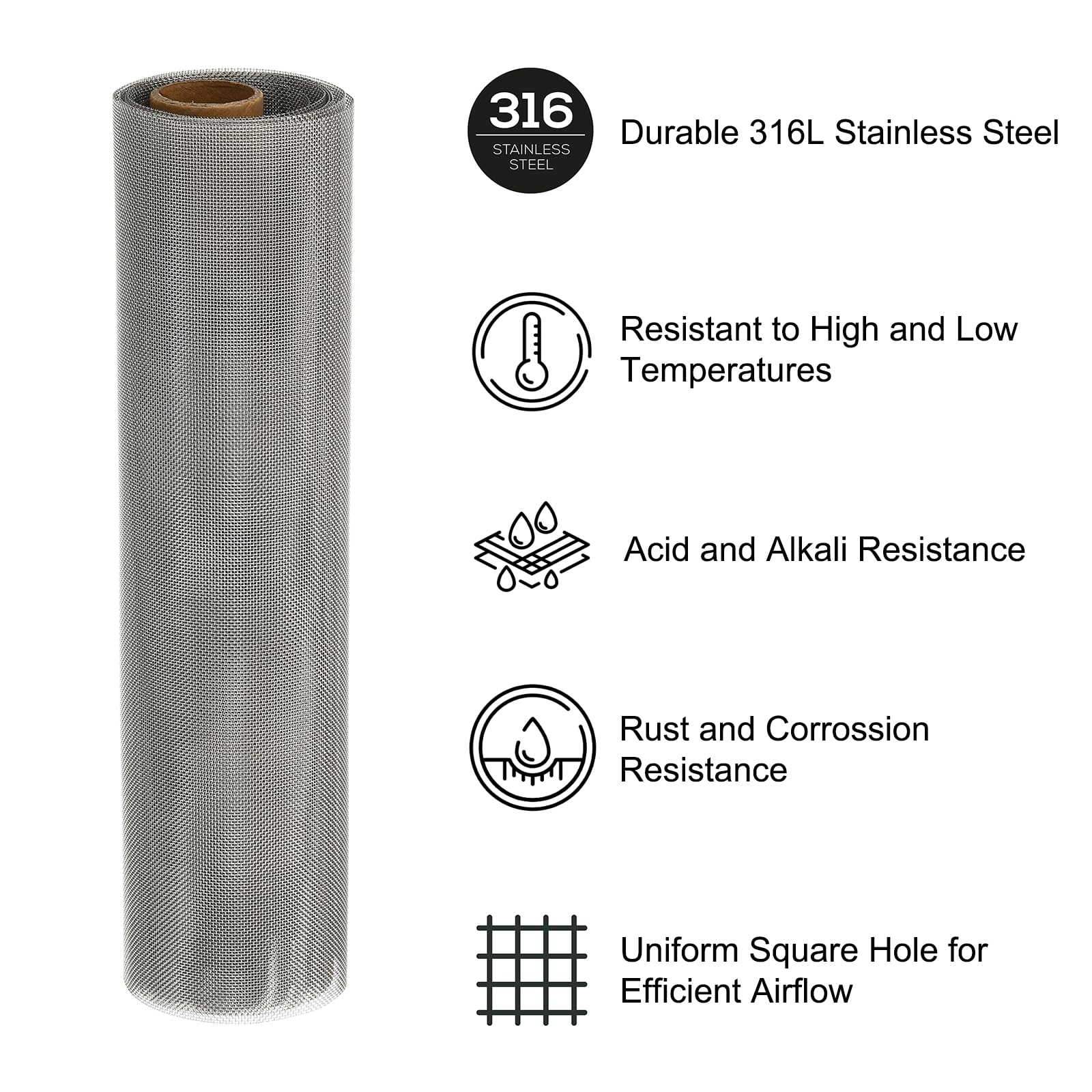 PATIKIL Maille en Acier Inoxydable 316L Tissée, 30 Mailles, 40"L x 10"W, pour Filtre d'Aération de Fenêtre, Couverture de Sécurité, Clôture pour Animaux