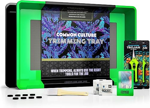 COMMON CULTURE Bandeja de recorte, juego de pantalla de tamiz seco de 150 micras, kit de ribete de pantalla, bandeja de tamizado con accesorios de