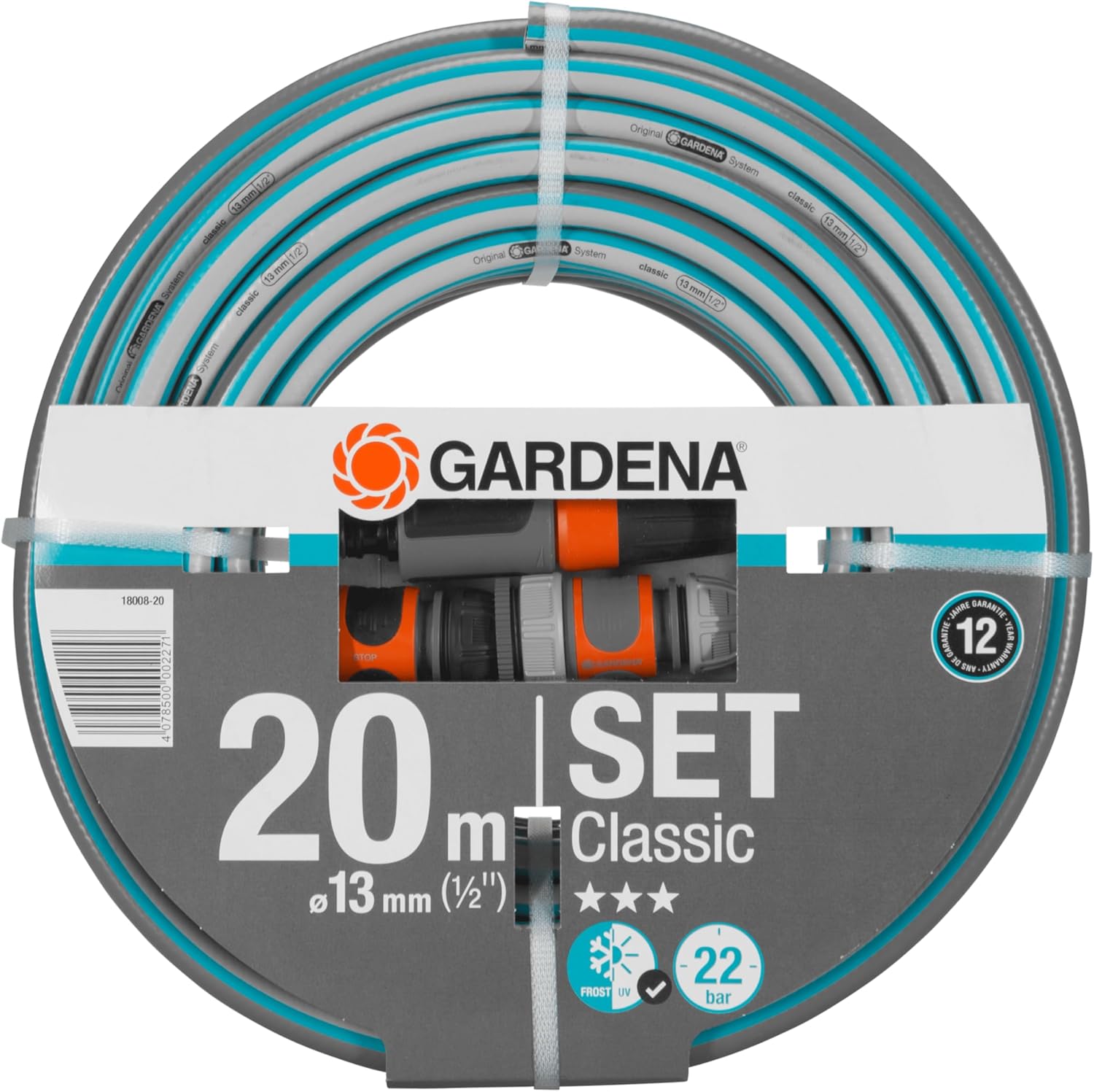 Gardena Garden Pump 4100 Silent Set: Innovative Quiet Garden Pump Suction Unit 3.5 m and Classic Hose 20 m, Flow Rate 4100 l/h, Motor 550 W, Waterproof, Economical (9051-20)