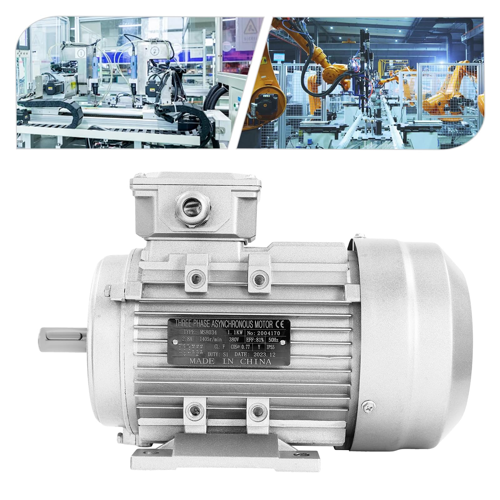Elektromotor 1.1kW 380V Dreiphasen-Motor 1405U/min Schaftdurchmesser 19mm reine Kupferspule
