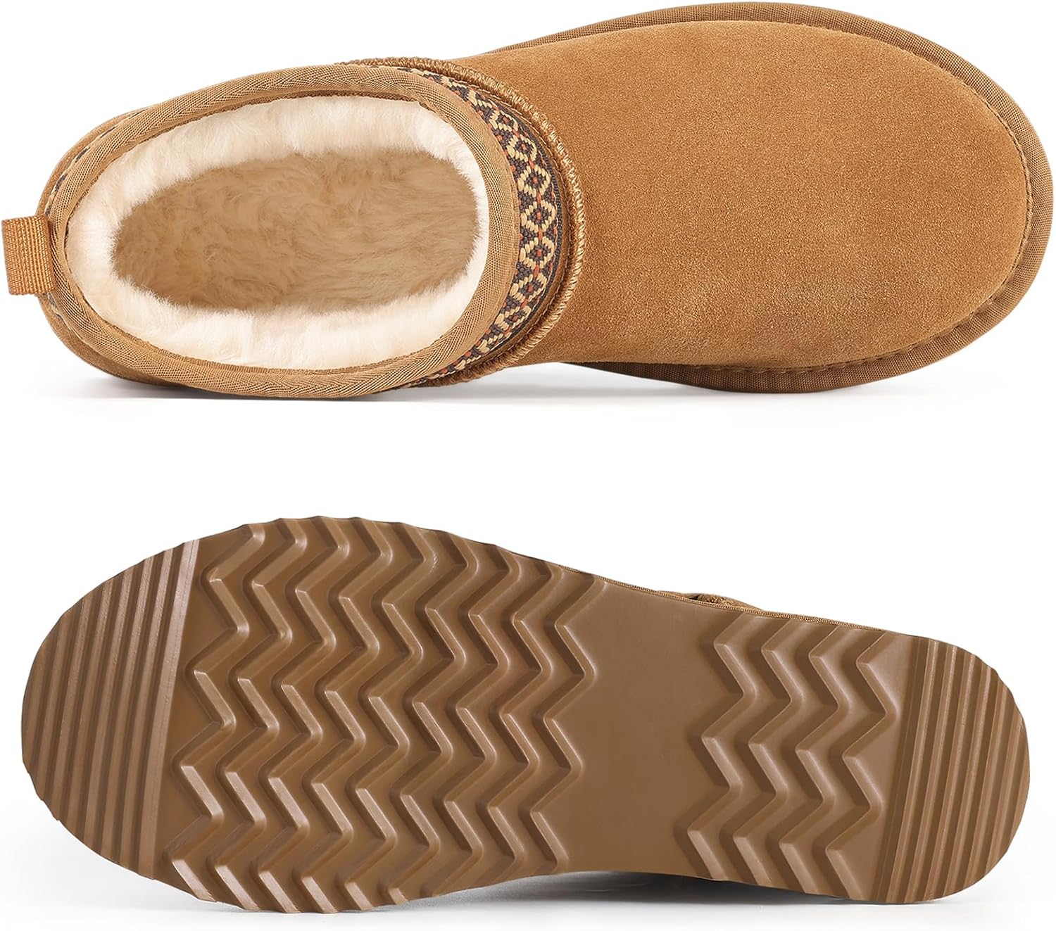 Litfun Genuine Suede Mini Boots for Women Winter Fuzzy Snow Boots Short Ankle Boot with Fur Lined - Image 6