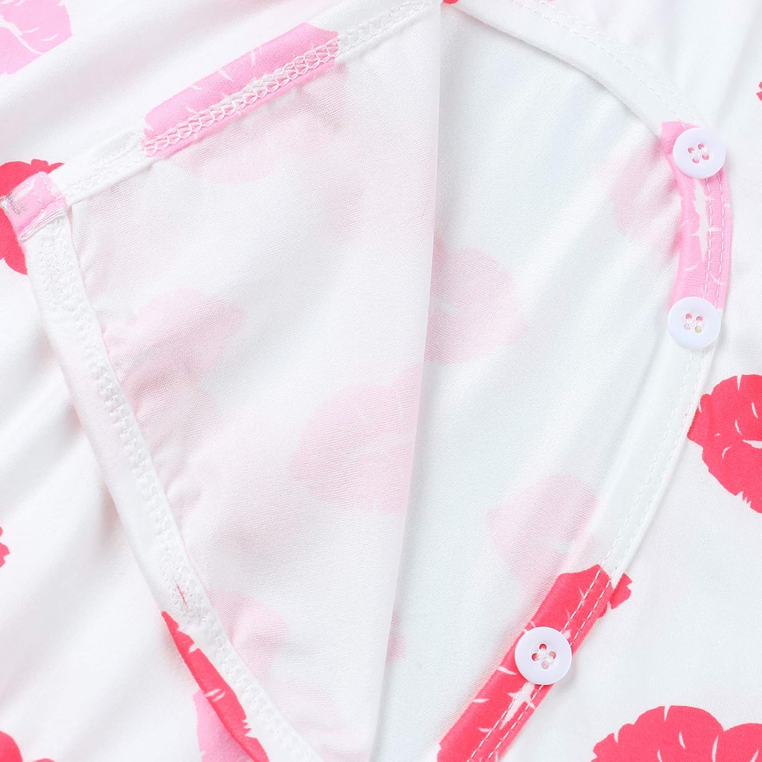 Piacakece Women's Sexy V-Neck Button Romper Long Sleeve Printed One-Piece Shorts Jumpsuit Valentines Outfit - Image 6