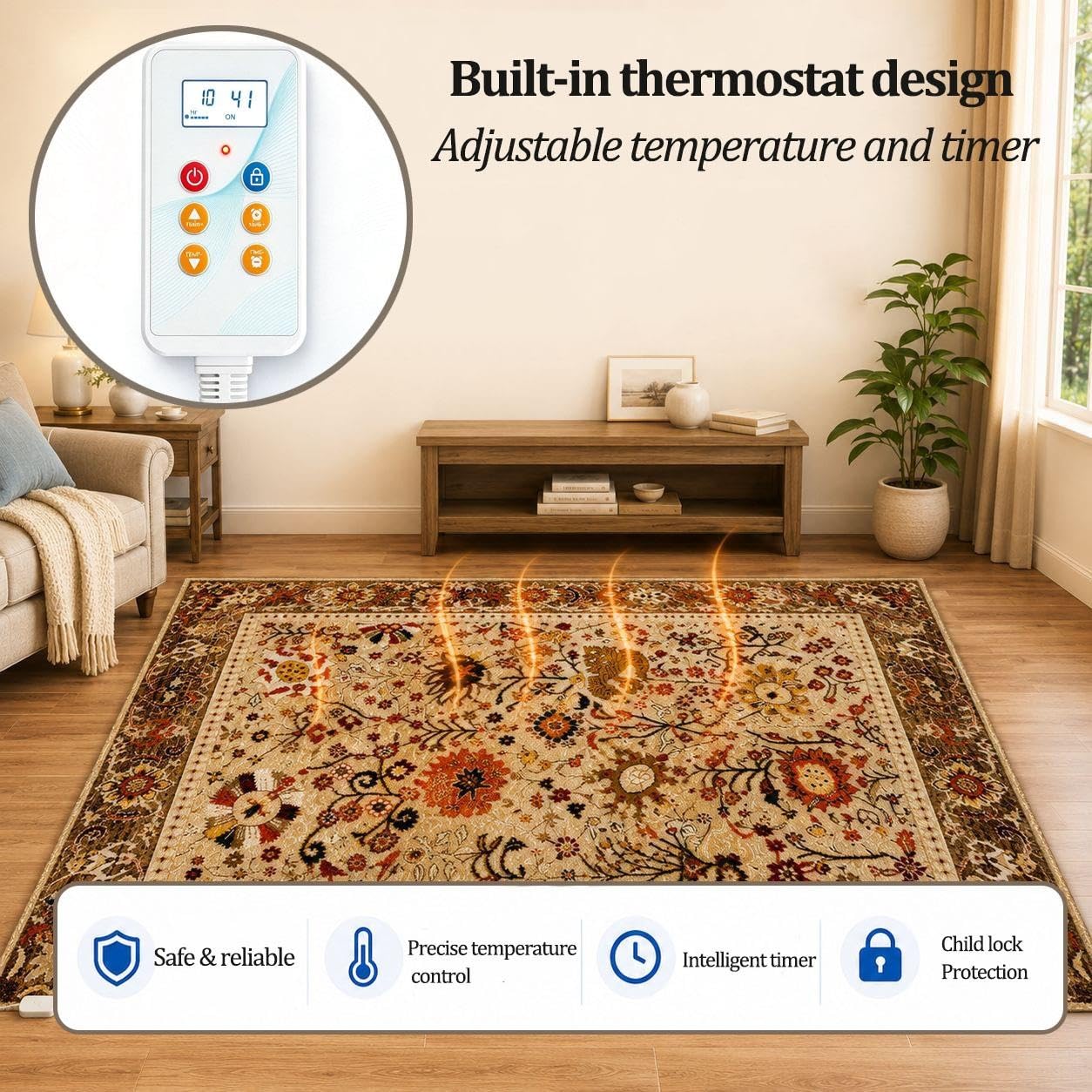 Tapis Chauffant électrique en graphène, Doux et Moelleux