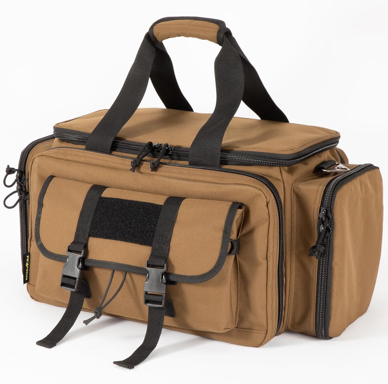 PROFOCUS Large Range Bag -Tactical 4+ Pistol Case Gun Bag with Lockable Zippers for Shooting Range Outdoor Hunting Revolver Carrying Case for Handguns and Ammo (BROWN)
