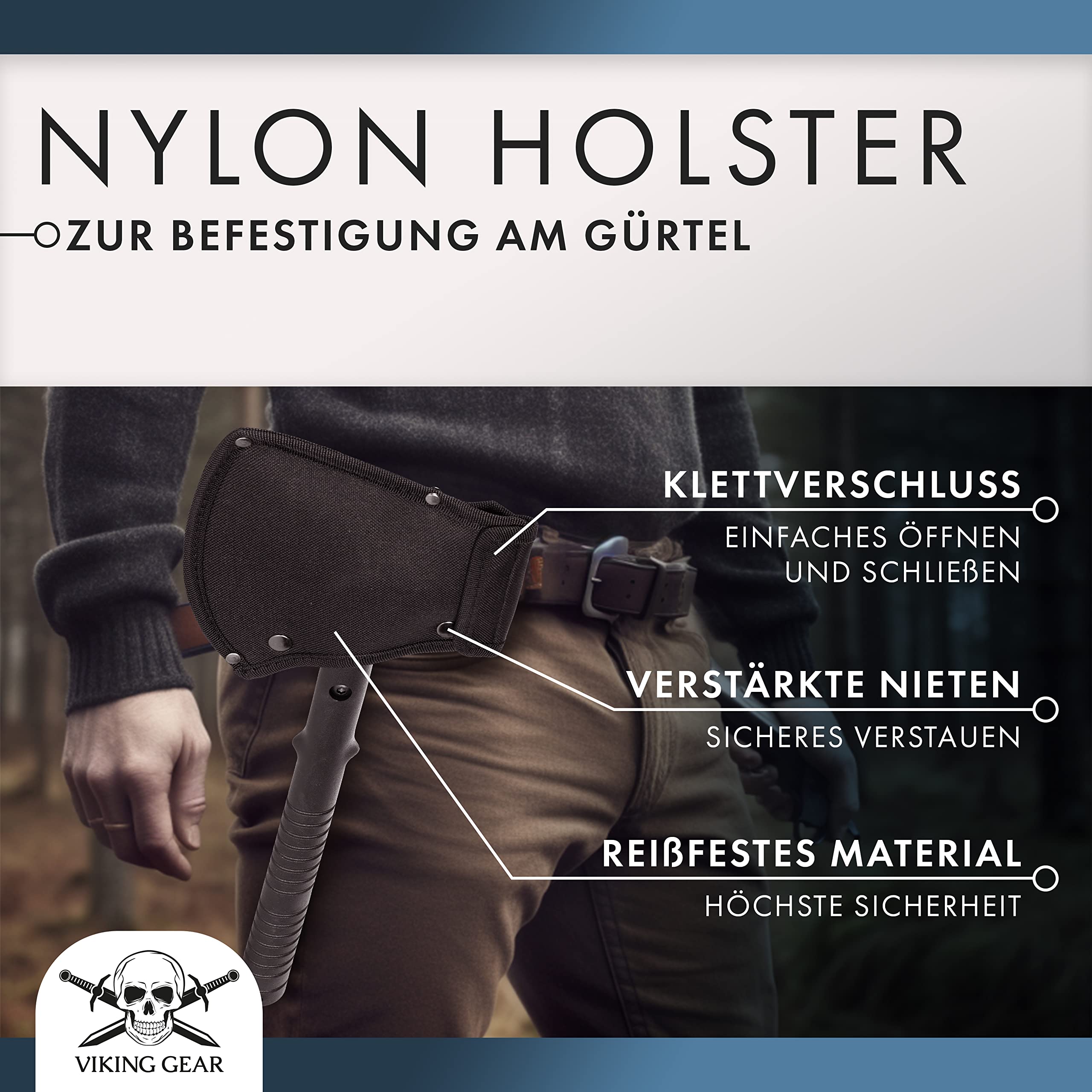 Viking Gear Axt Survival Black Ragnar Edition Hammer als Camping Beil – Axt zum Holzspalten - Bushcraft für Outdoor Abenteuer Campingaxt – M48 Tactical Tomahawks Axe